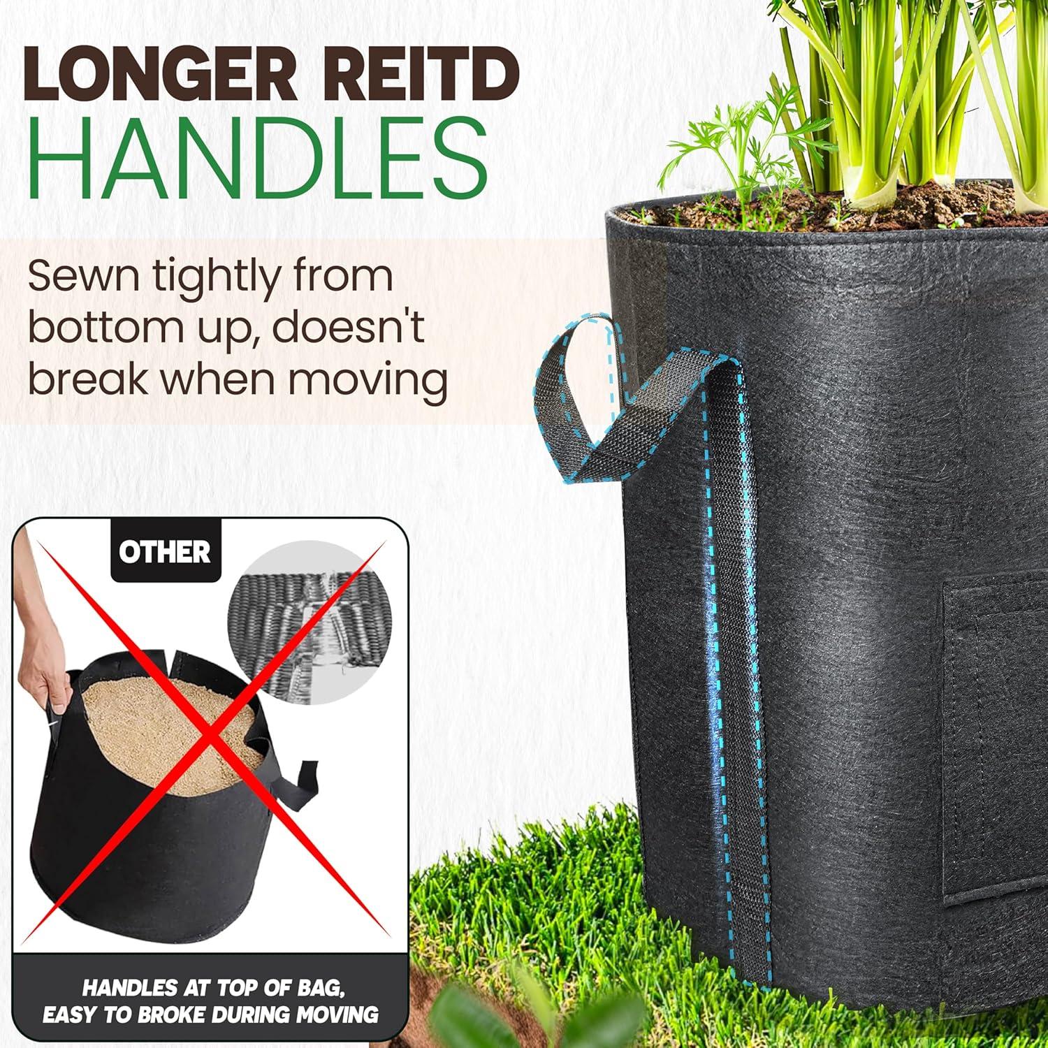 Bolsas de Cultivo de Papas PAMAZY 20 Galones 2 Pcs con Ventana