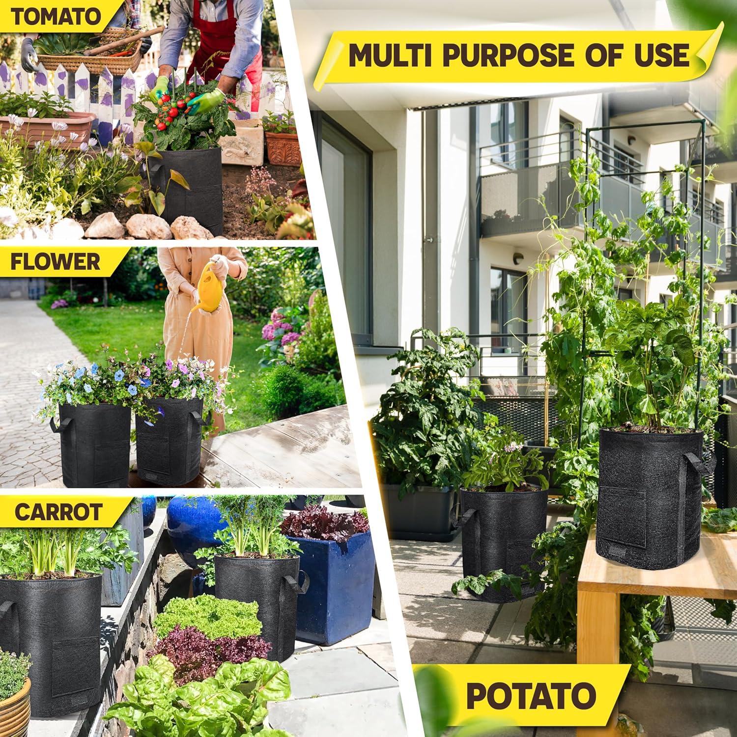 Bolsas de Cultivo de Papas PAMAZY 20 Galones 2 Pcs con Ventana