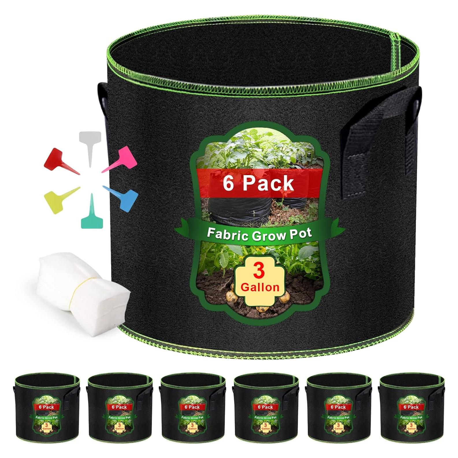 Bolsas de Cultivo MEKOLIFE 6 Paquetes 11.4L Jardín Negro