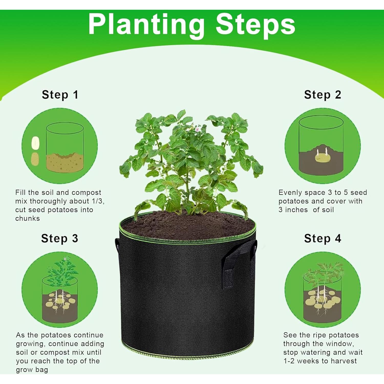 Bolsas de Cultivo MEKOLIFE 6 Paquetes 11.4L Jardín Negro