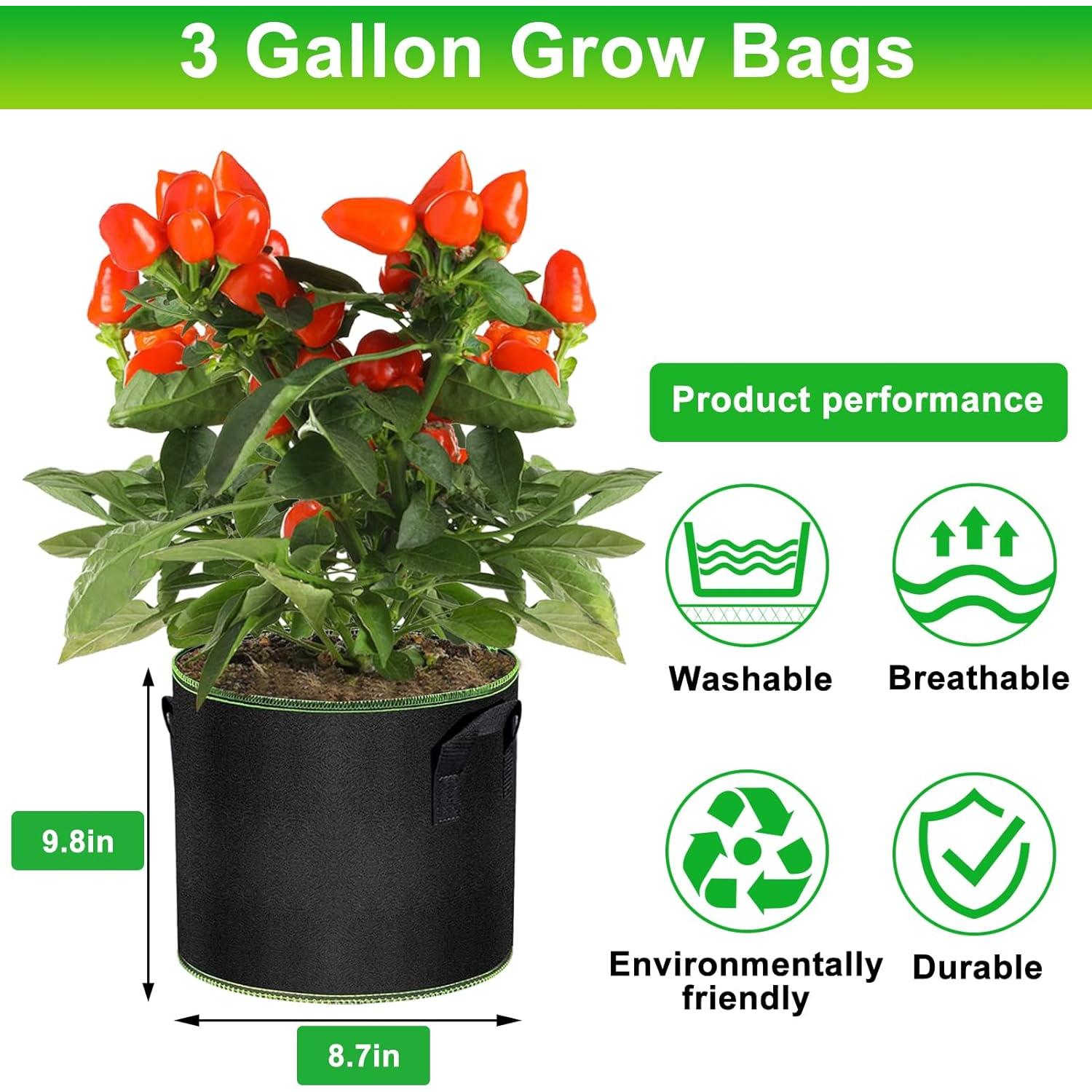 Bolsas de Cultivo MEKOLIFE 6 Paquetes 11.4L Jardín Negro