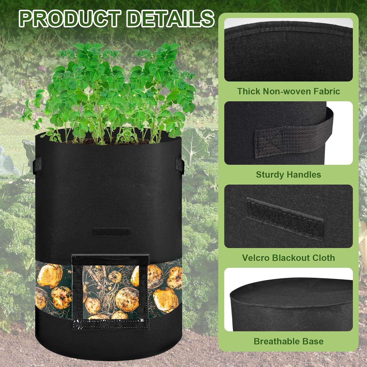 Bolsas de Cultivo de Papas 16 Galones Succulentlovers - 3 Piezas