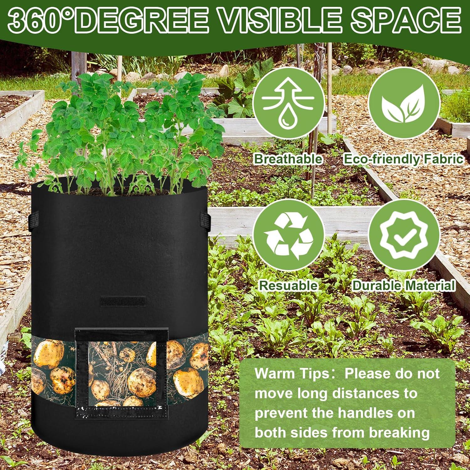 Bolsas de Cultivo de Papas 16 Galones Succulentlovers - 3 Piezas