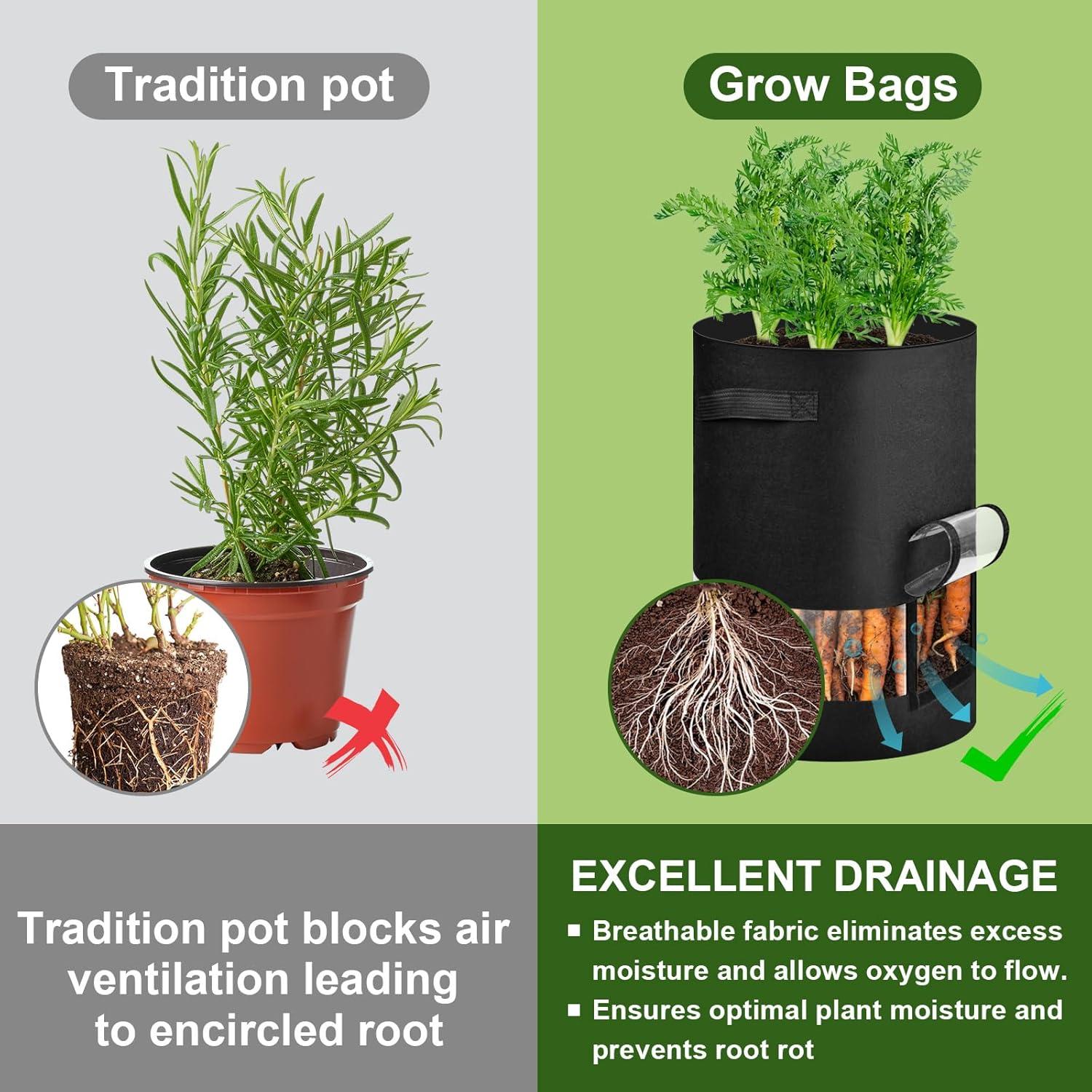 Bolsas de Cultivo de Papas 16 Galones Succulentlovers - 3 Piezas