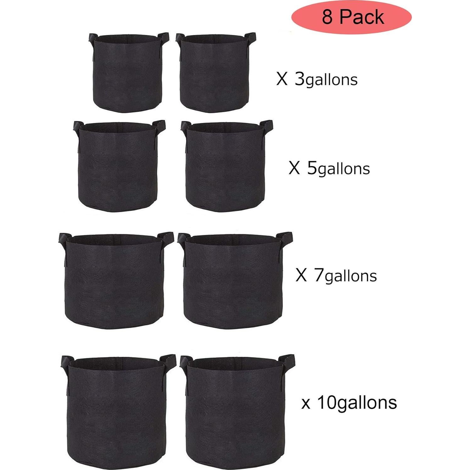 Bolsas de Cultivo de Tela Negra Magik 8 Pcs 3-10 Galones