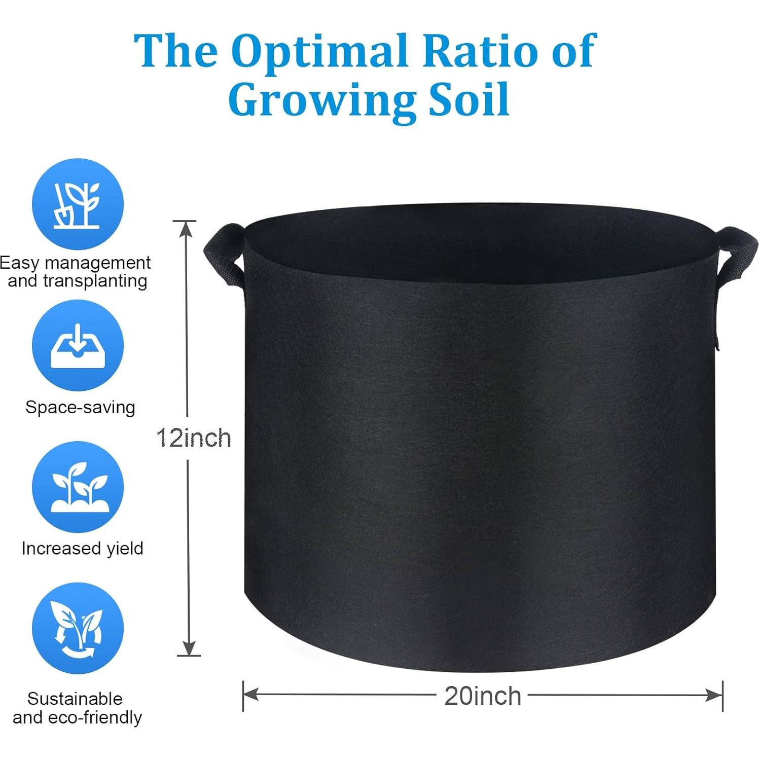 Paquete de 7 bolsas de cultivo de tela 15 galones ANYWELL