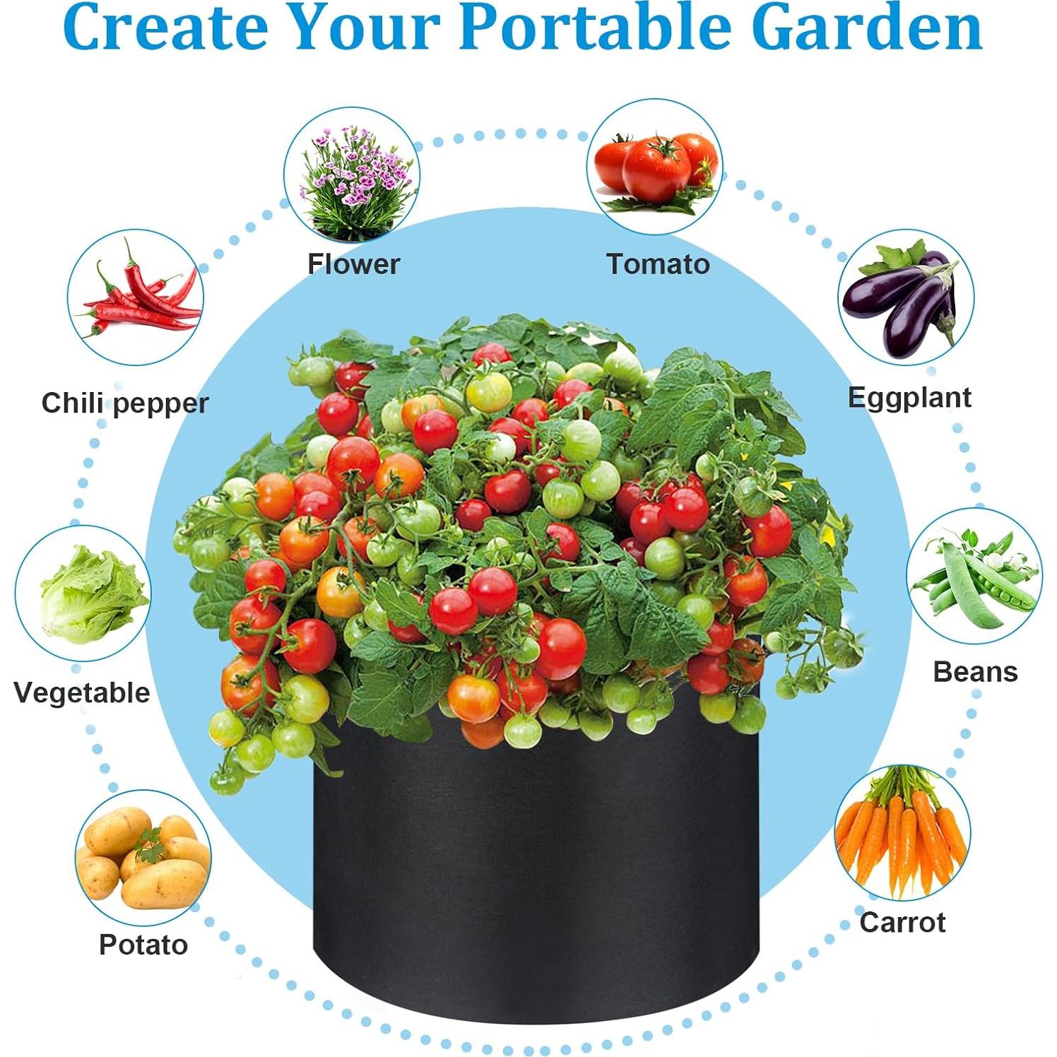 Paquete de 7 bolsas de cultivo de tela 15 galones ANYWELL