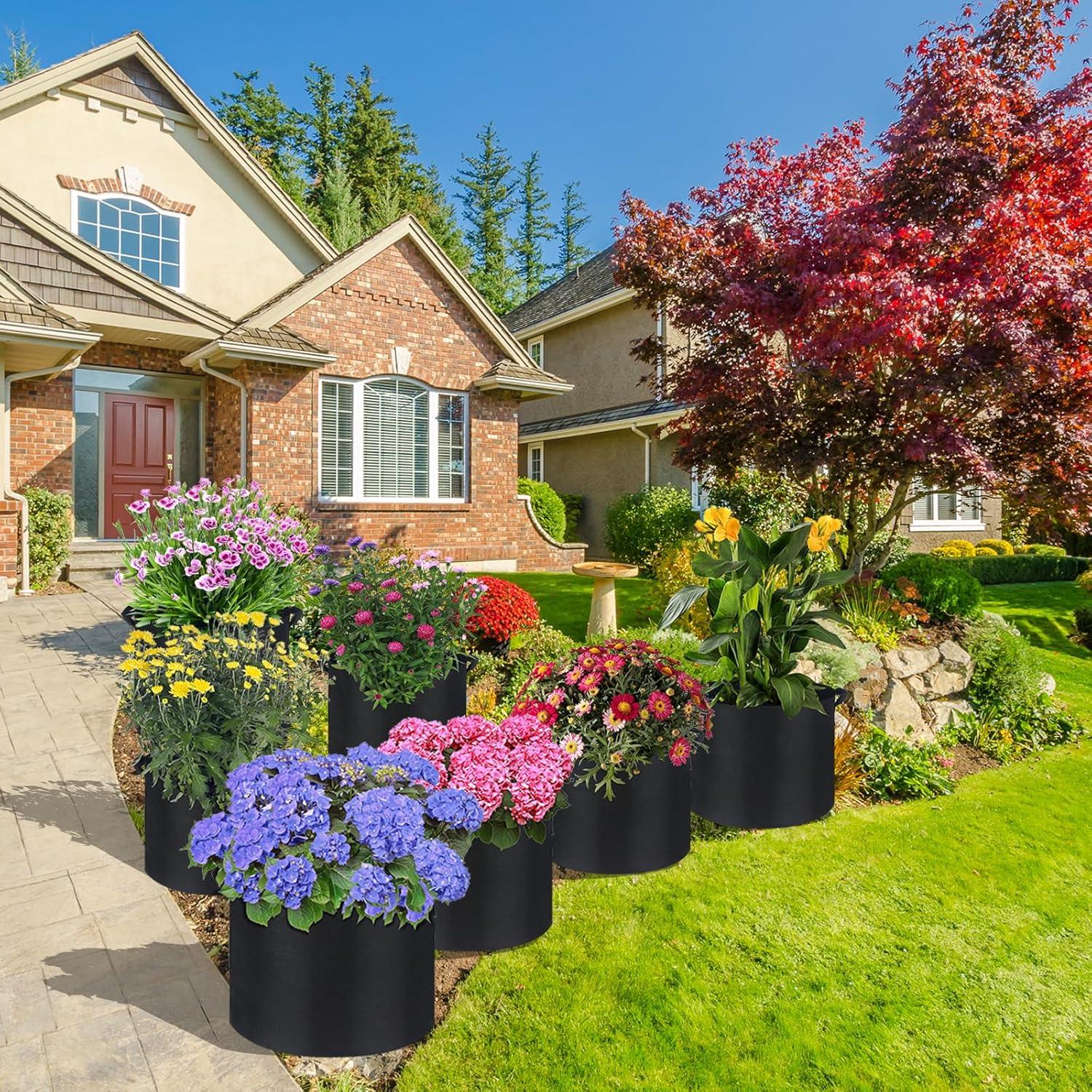 Paquete de 7 bolsas de cultivo de tela 15 galones ANYWELL