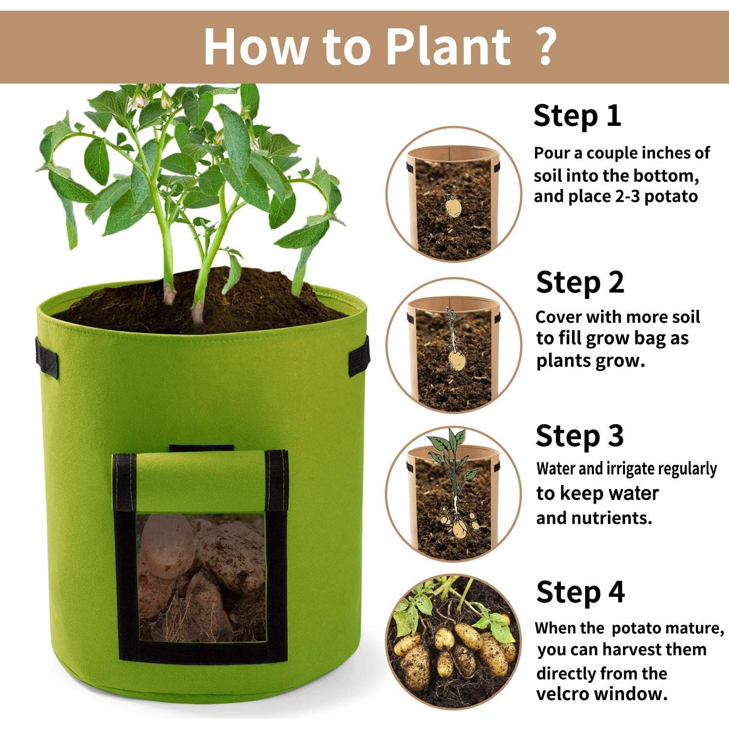 Bolsas de Crecimiento para Plantas Garden4Ever 26.5L 3-Pack Verde