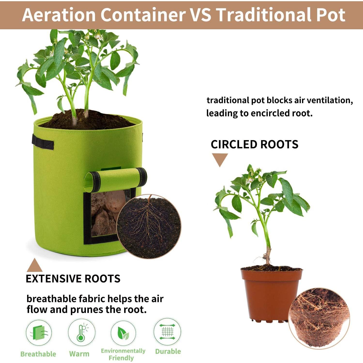 Bolsas de Crecimiento para Plantas Garden4Ever 26.5L 3-Pack Verde