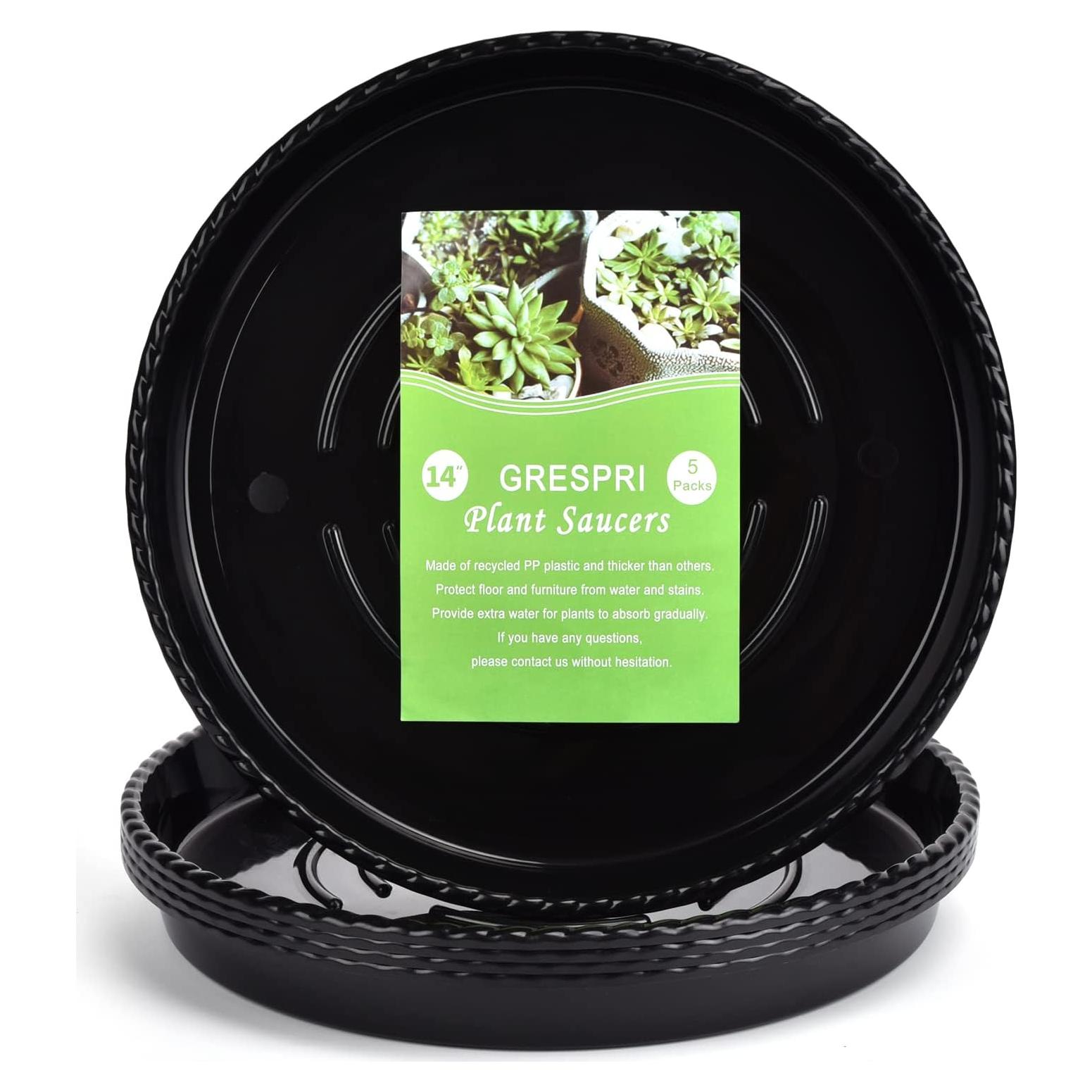 Plato de Planta Negro GRESPRI 35.56 cm 5 Paquetes