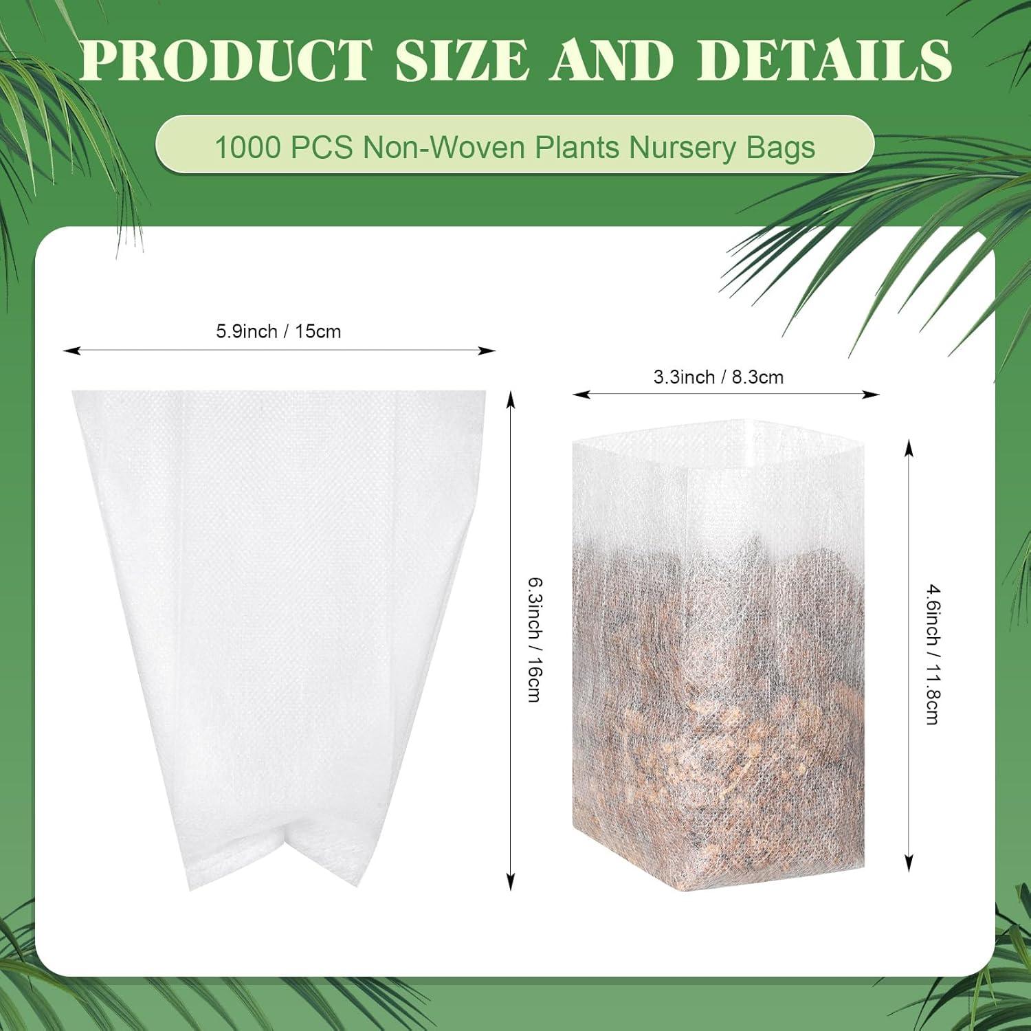 1000 Bolsas de Vivero Wesnoy 15x16cm Tela No Tejida para Jardín