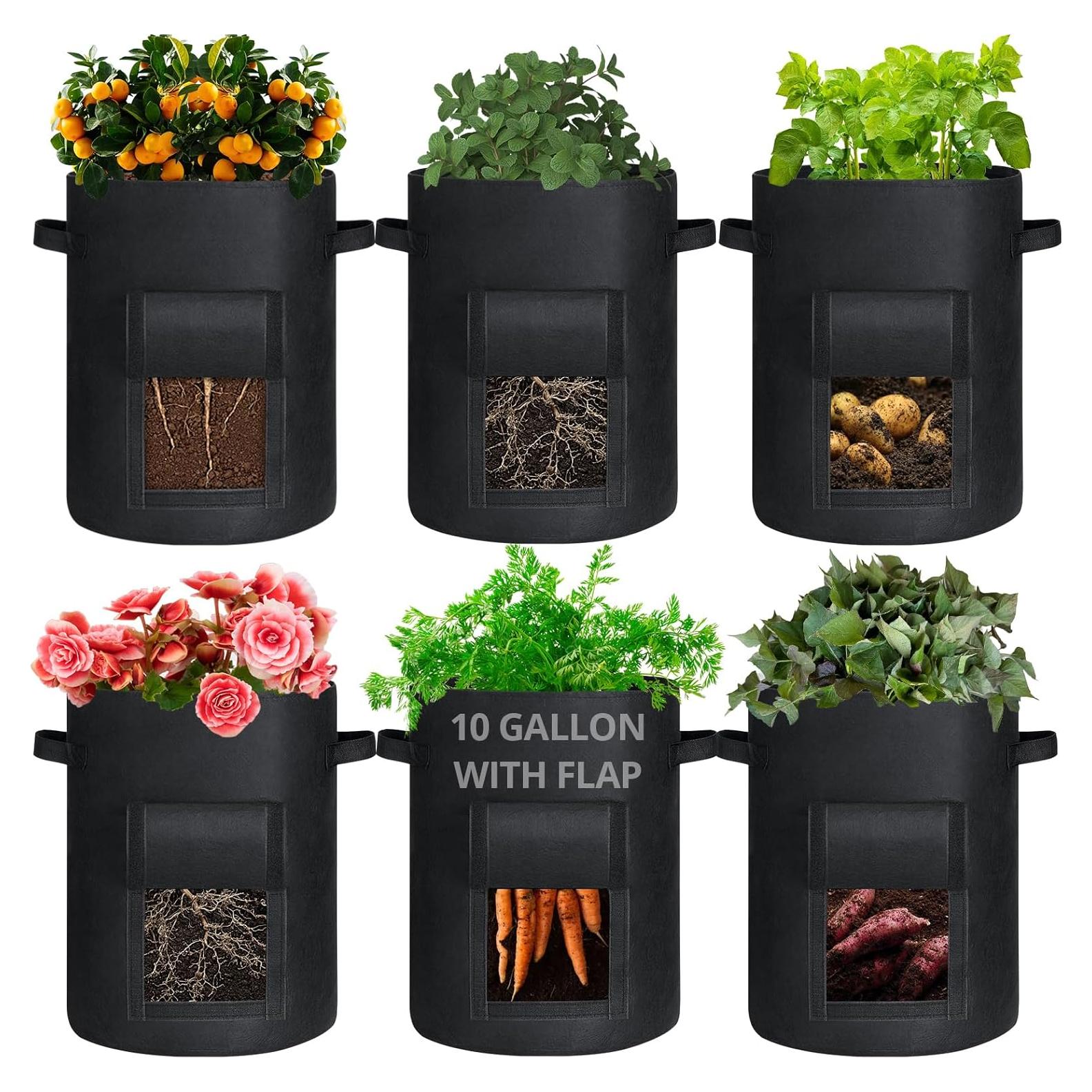 Bolsas de Cultivo GOTGELIF 10 Galones 6 Piezas Negro
