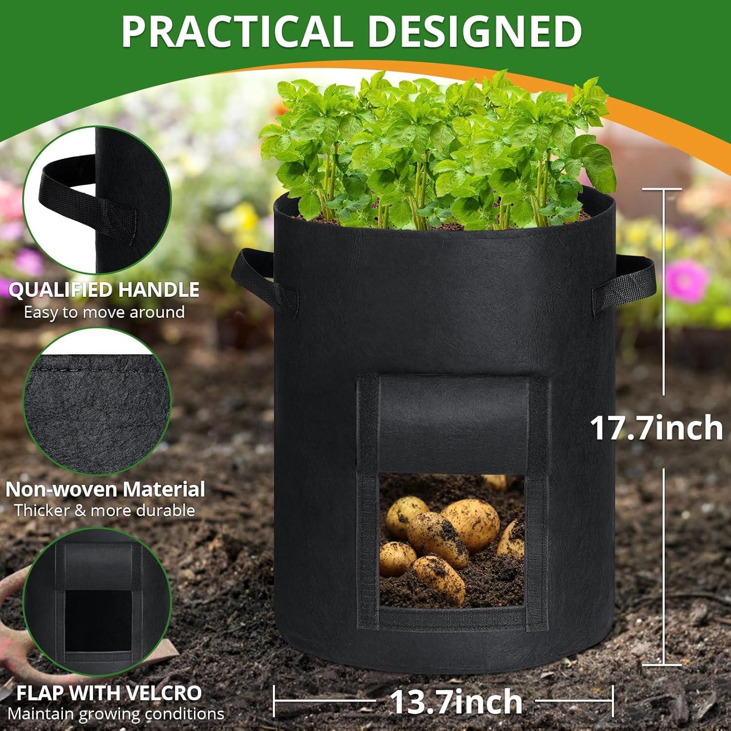Bolsas de Cultivo GOTGELIF 10 Galones 6 Piezas Negro