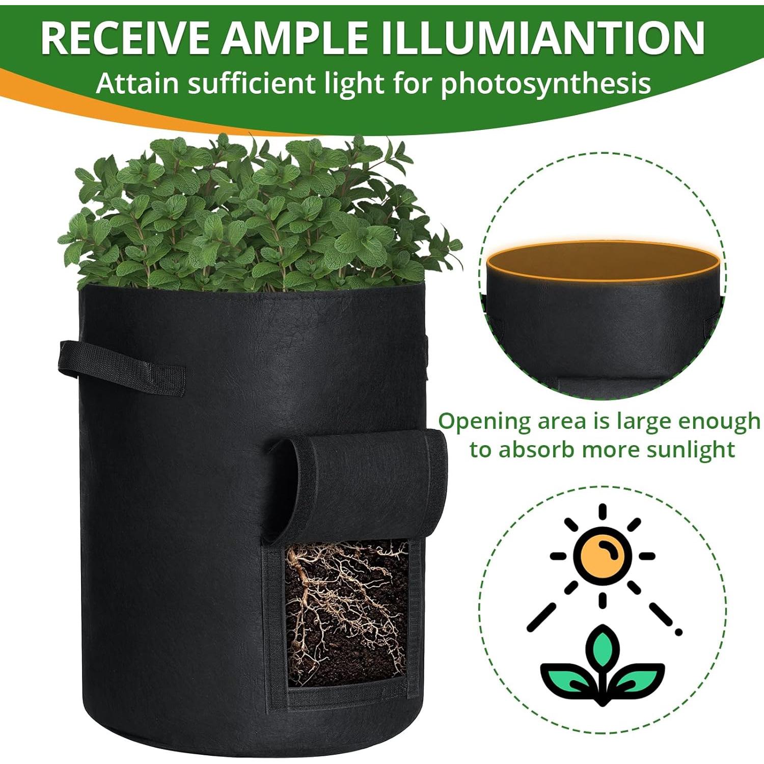 Bolsas de Cultivo GOTGELIF 10 Galones 6 Piezas Negro