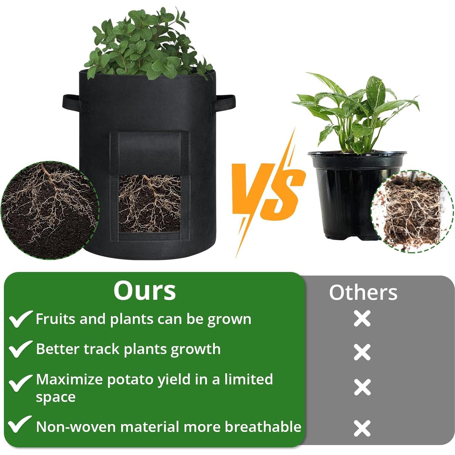 Bolsas de Cultivo GOTGELIF 10 Galones 6 Piezas Negro