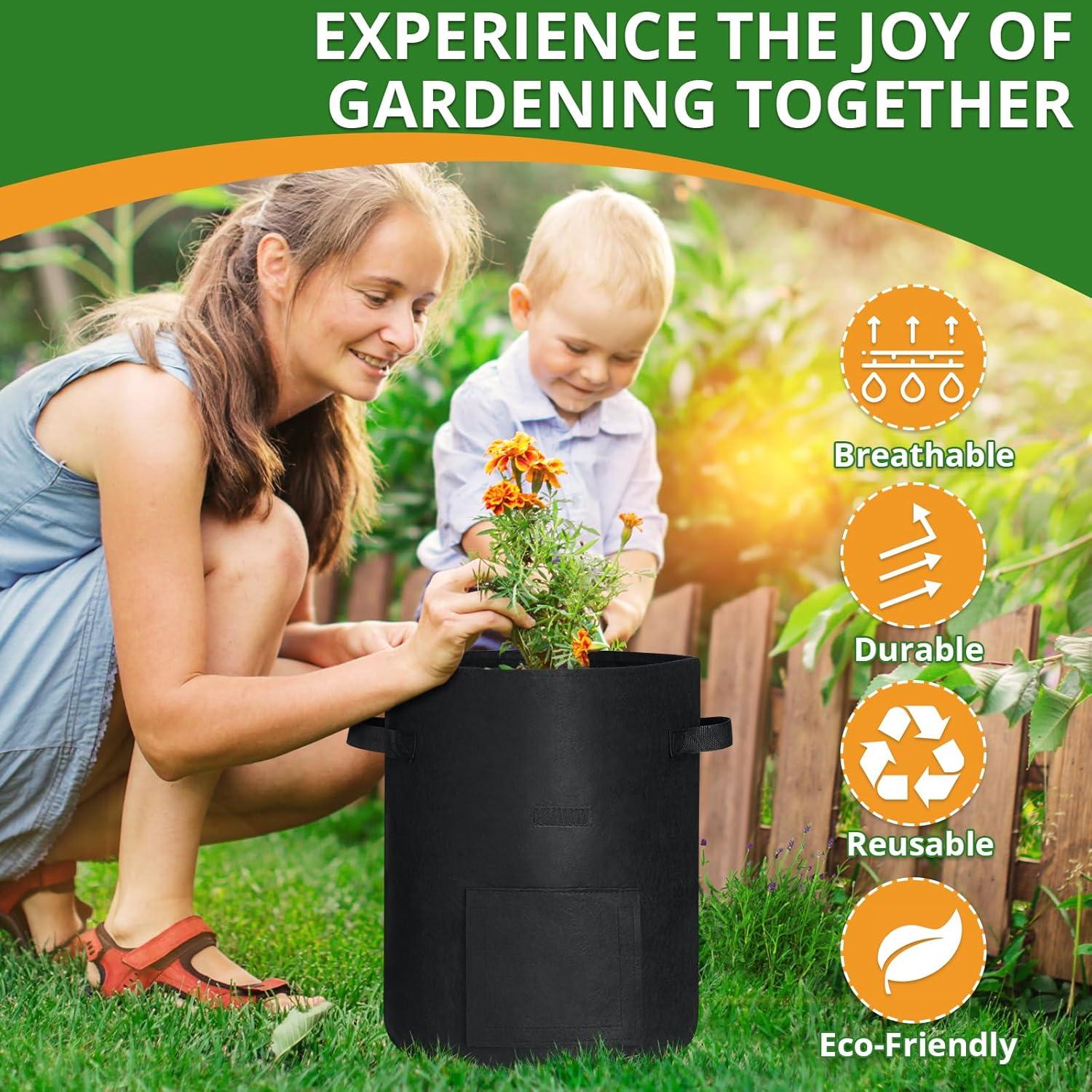 Bolsas de Cultivo GOTGELIF 10 Galones 6 Piezas Negro