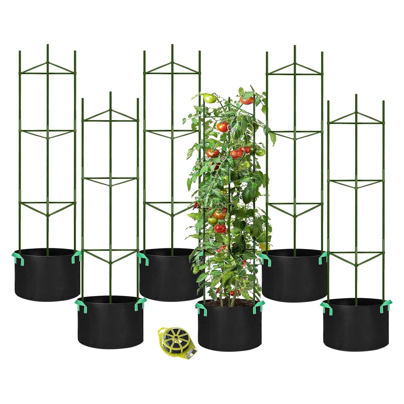 Jaulas para Tomates GROWNEER 6 Paquetes 129.54 cm con 10 Bolsas