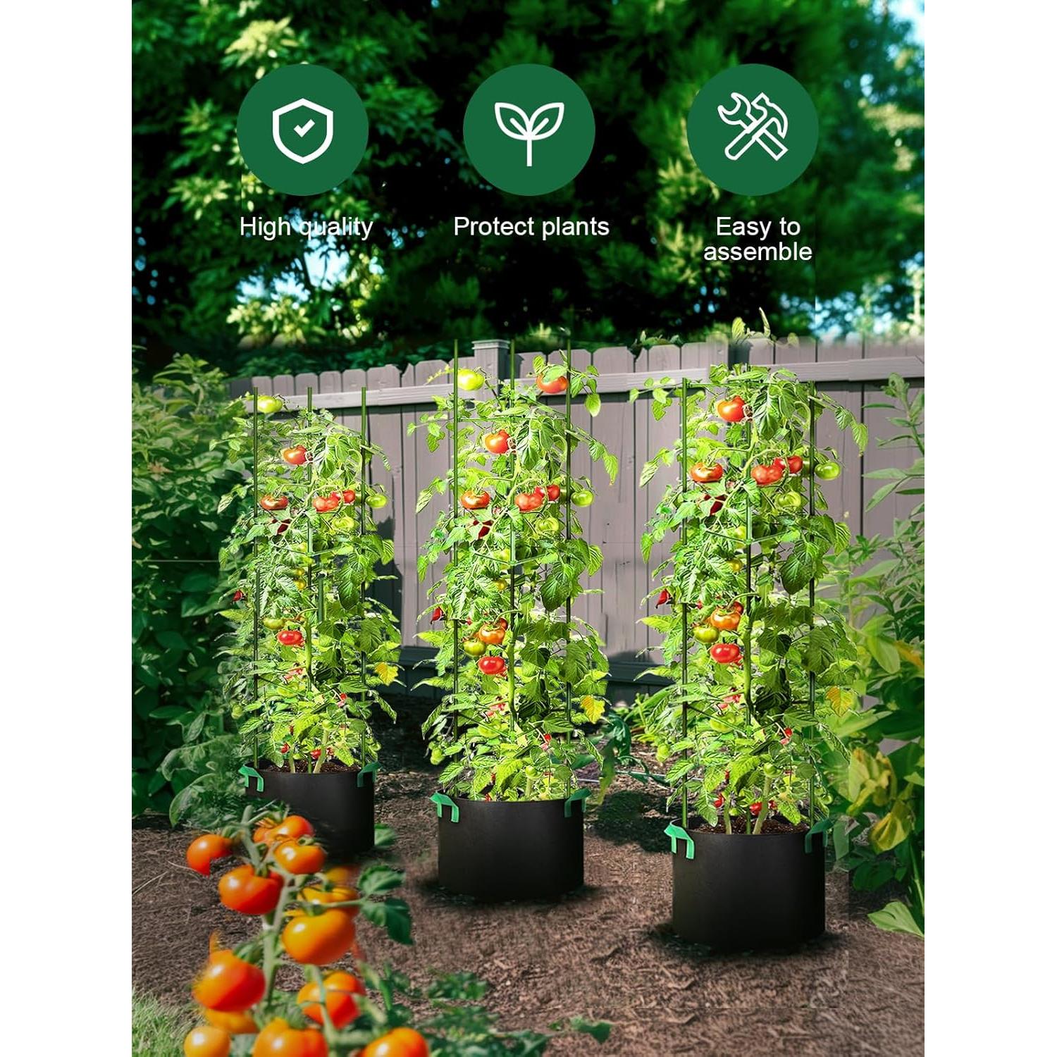 Jaulas para Tomates GROWNEER 6 Paquetes 129.54 cm con 10 Bolsas
