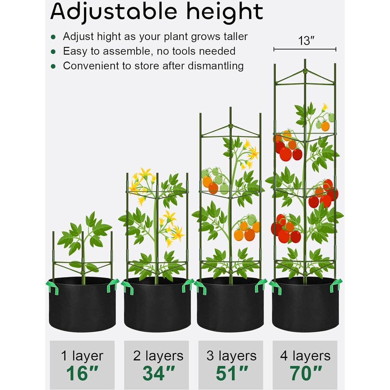 Jaulas para Tomates GROWNEER 6 Paquetes 129.54 cm con 10 Bolsas