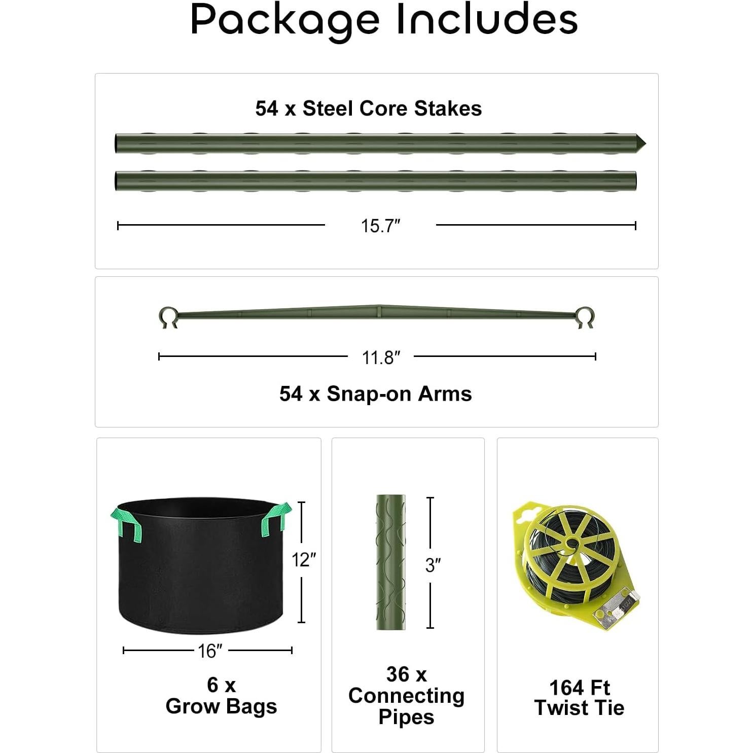 Jaulas para Tomates GROWNEER 6 Paquetes 129.54 cm con 10 Bolsas