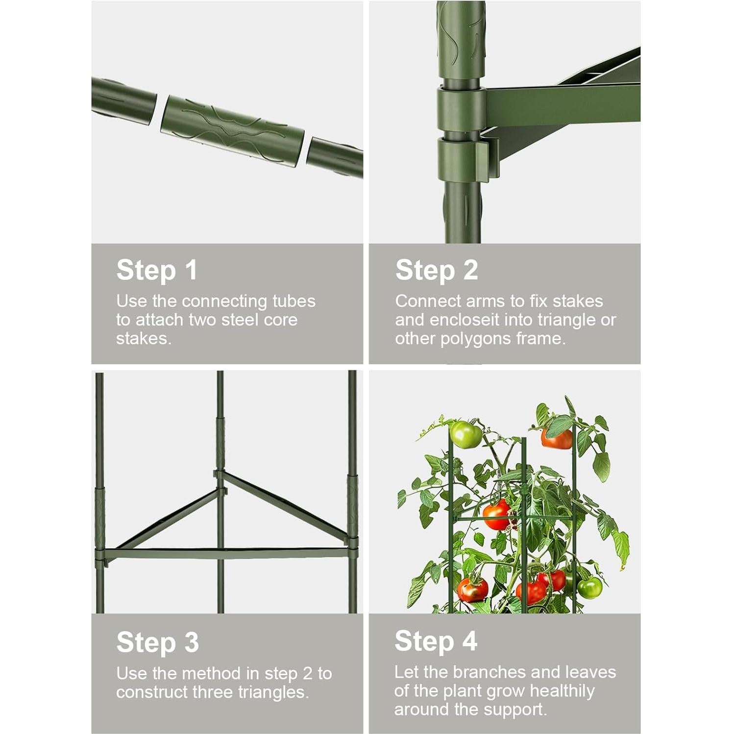 Jaulas para Tomates GROWNEER 6 Paquetes 129.54 cm con 10 Bolsas
