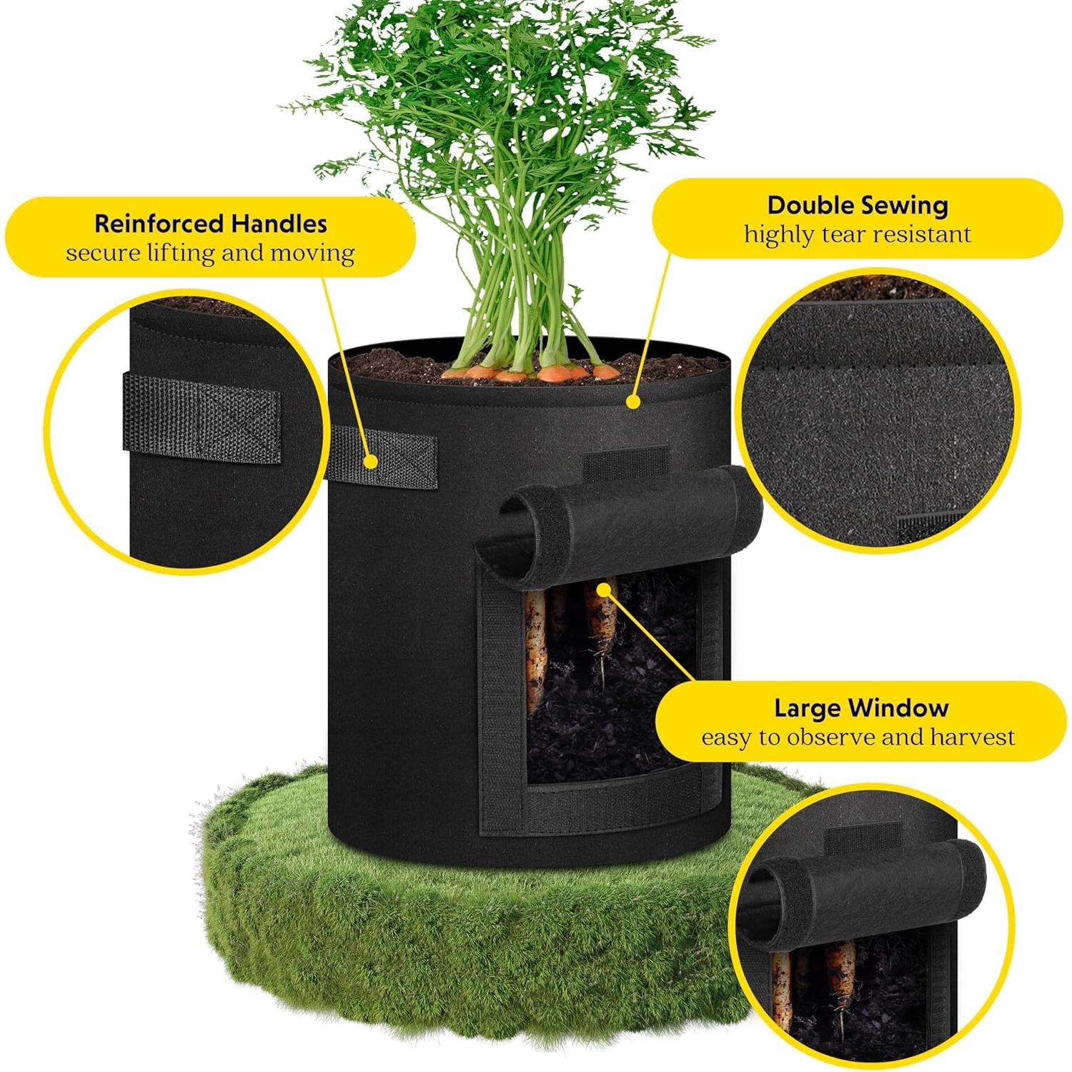 Bolsas de Cultivo de Papas iPower 4 Paquete 37.85L con Ventana