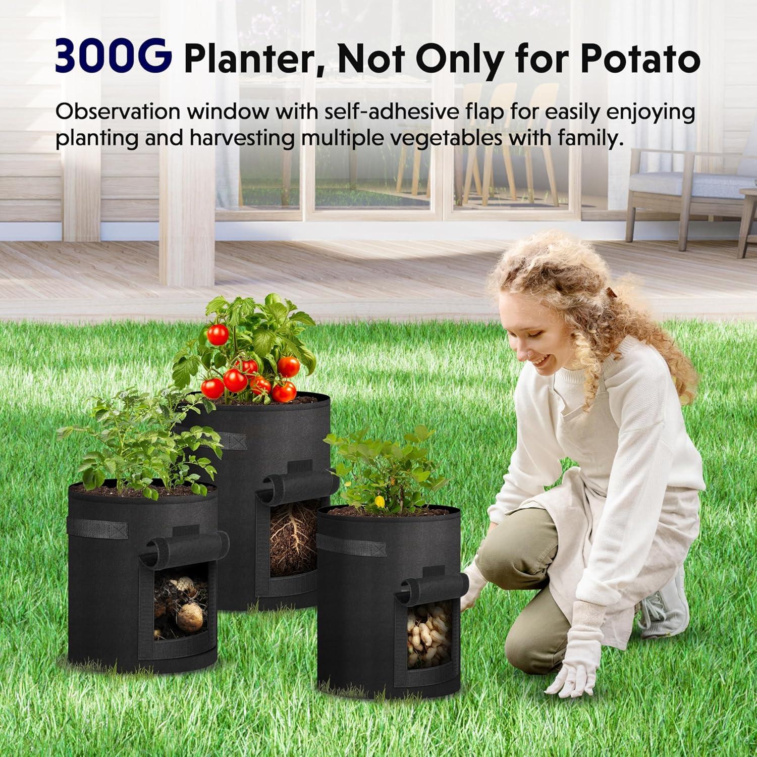 Bolsas de Cultivo de Papas iPower 4 Paquete 37.85L con Ventana