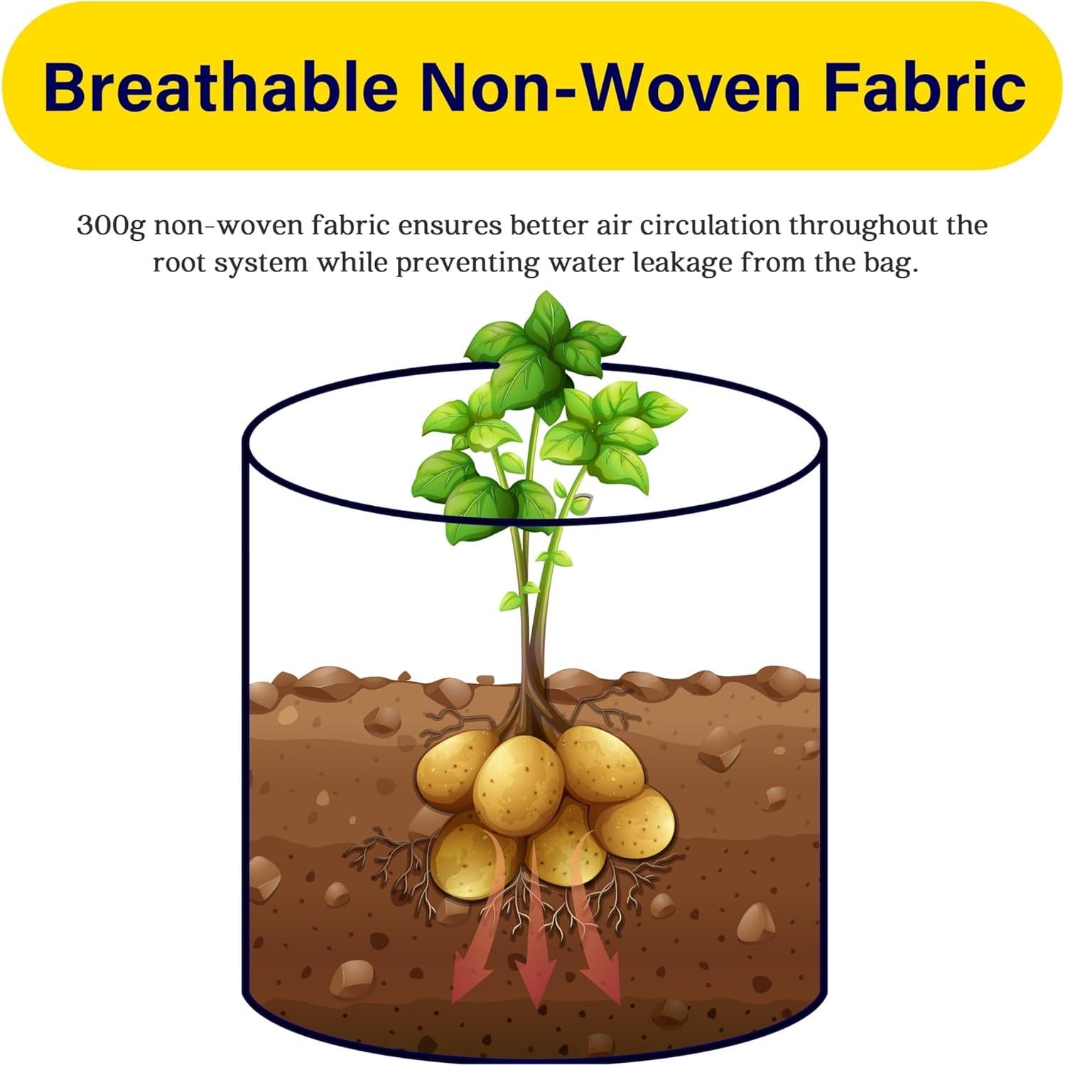 Bolsas de Cultivo de Papas iPower 4 Paquete 37.85L con Ventana