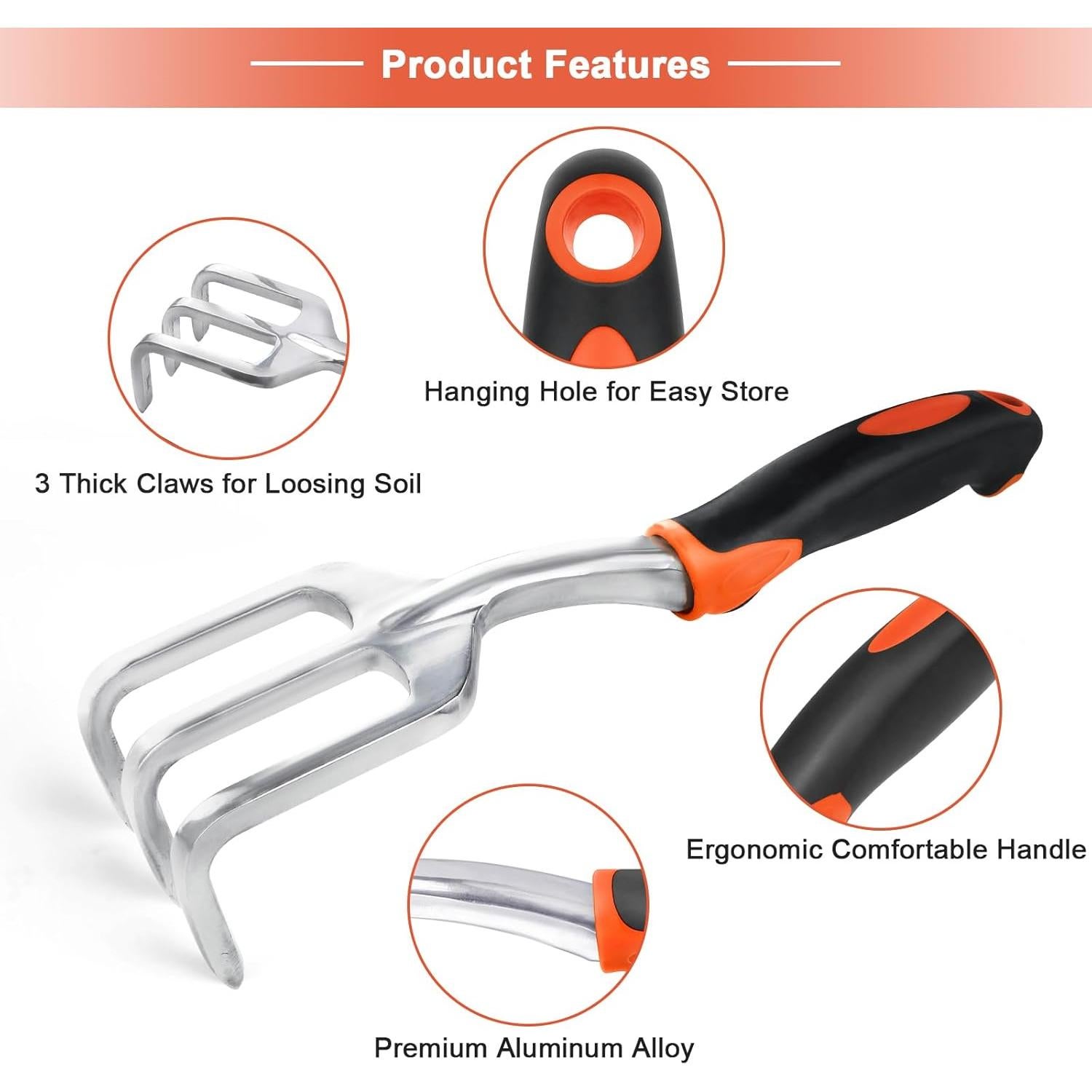 Juego de Herramientas de Jardinería MECHEER - Pala y Rastrillo Ergonómico