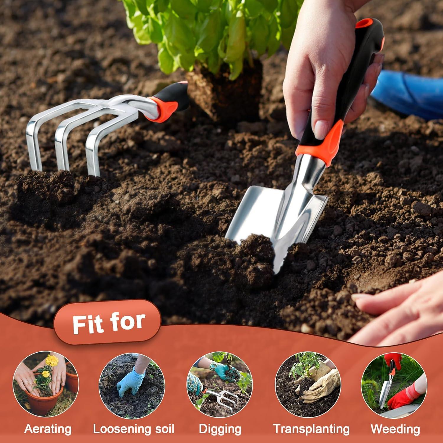 Juego de Herramientas de Jardinería MECHEER - Pala y Rastrillo Ergonómico