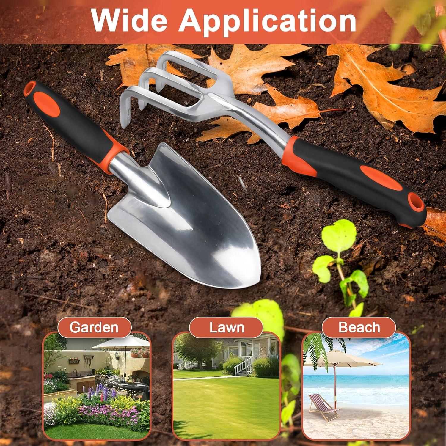 Juego de Herramientas de Jardinería MECHEER - Pala y Rastrillo Ergonómico