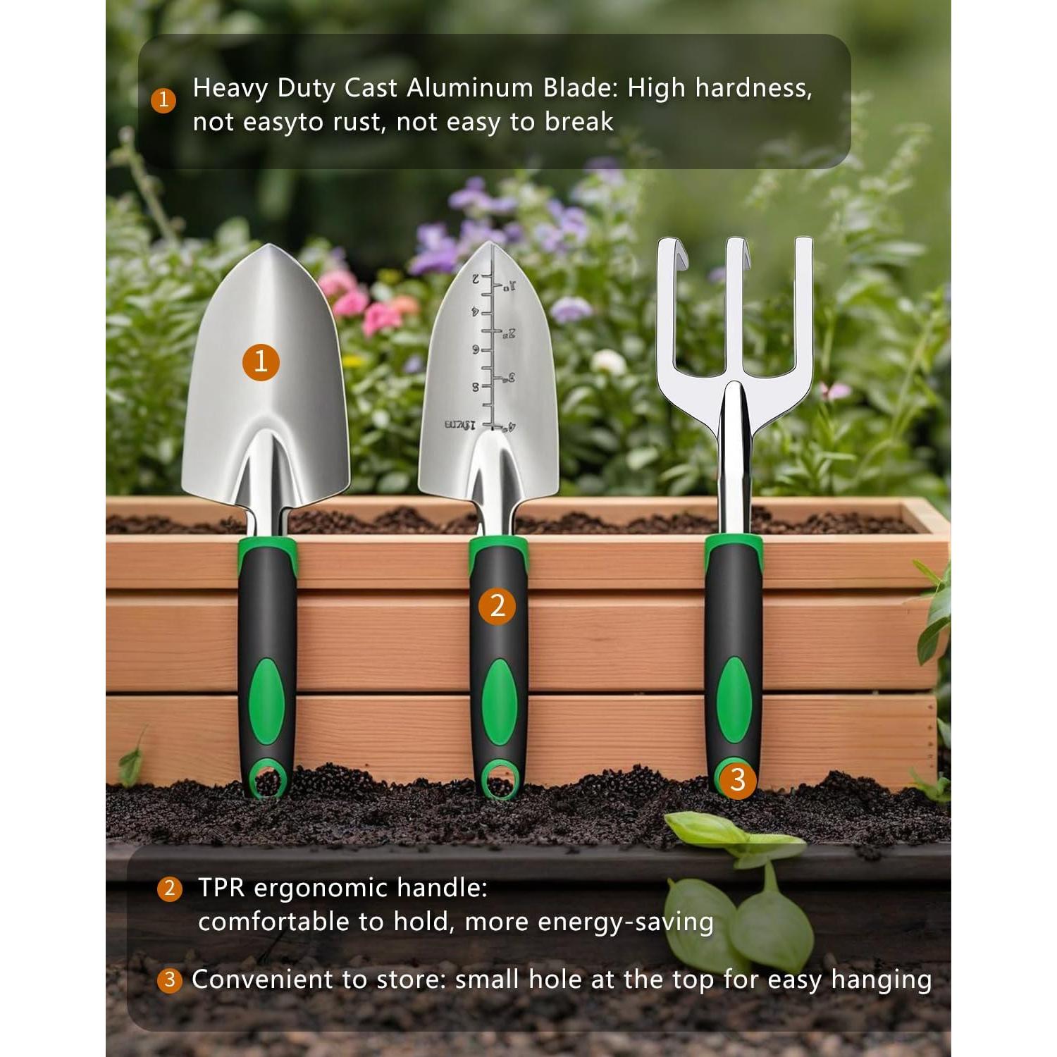 Juego de Herramientas de Jardín 3 Piezas TianfuSpanda Aluminio