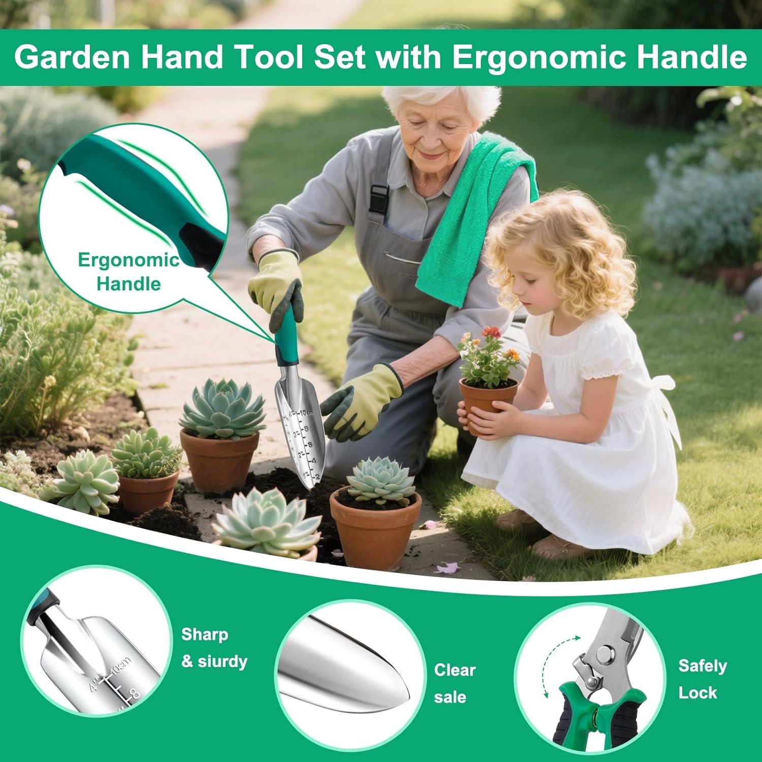 Juego de Herramientas de Jardín Alitifiy 12 Piezas Verde