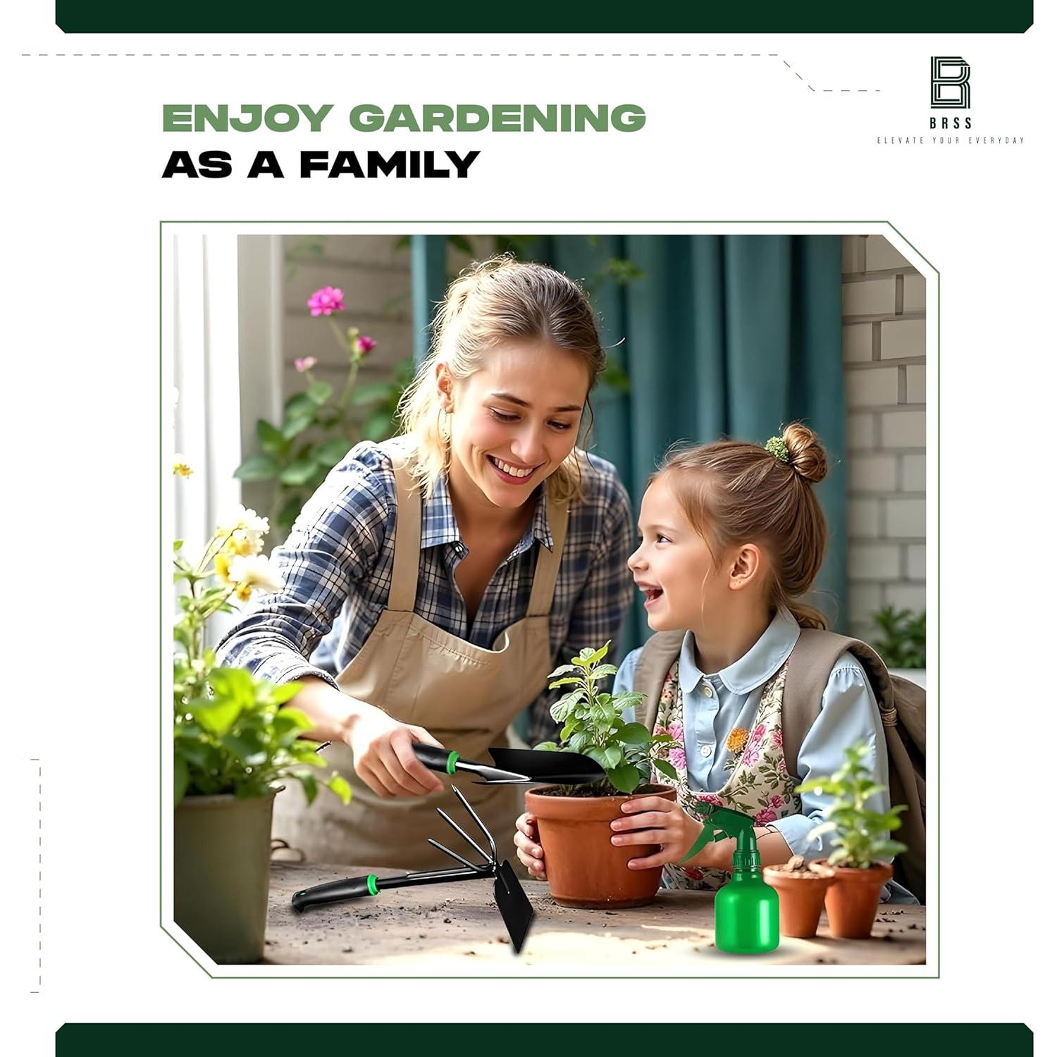 Juego de Herramientas de Jardinería 9 Piezas BRSS - Acero al Carbono