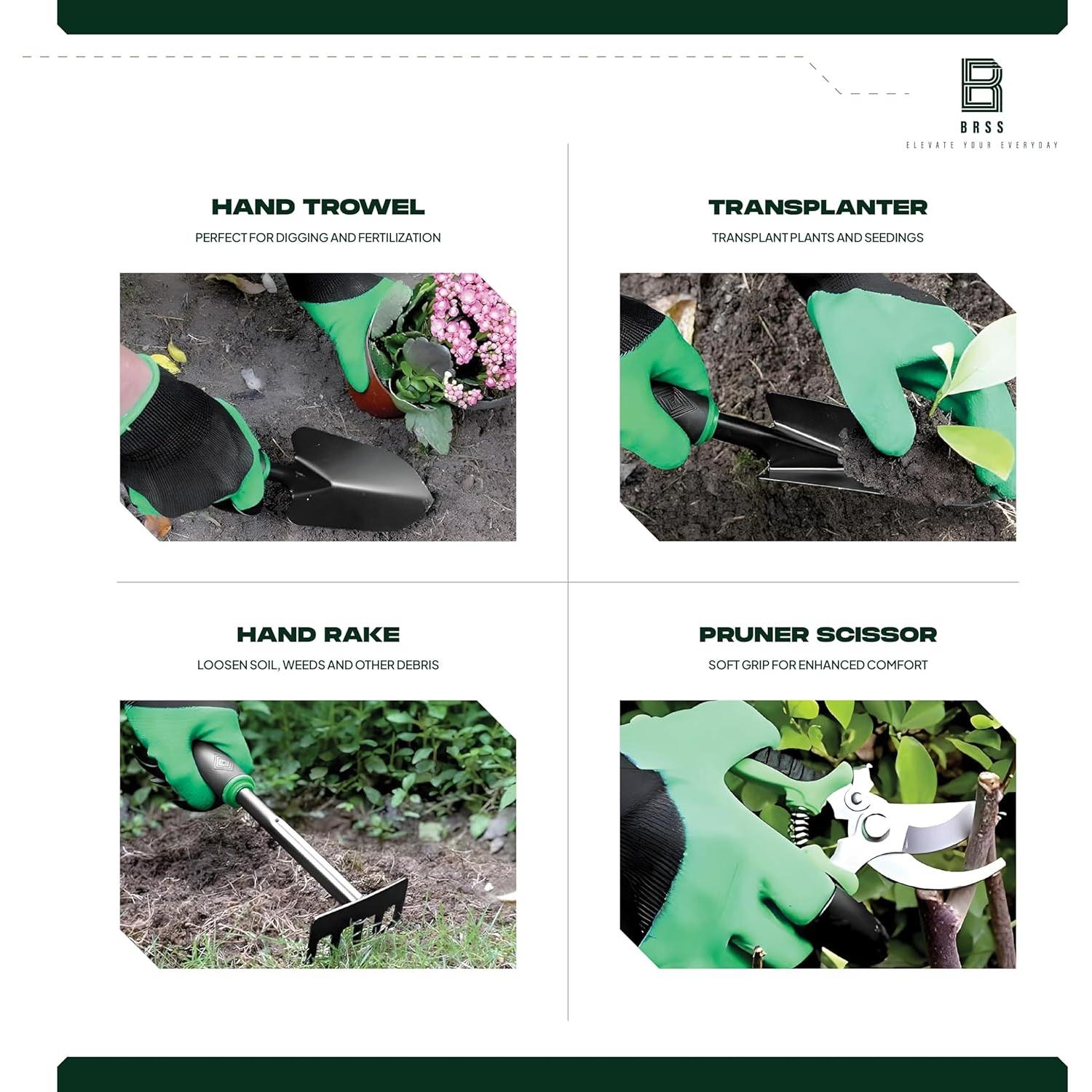 Juego de Herramientas de Jardinería 9 Piezas BRSS - Acero al Carbono