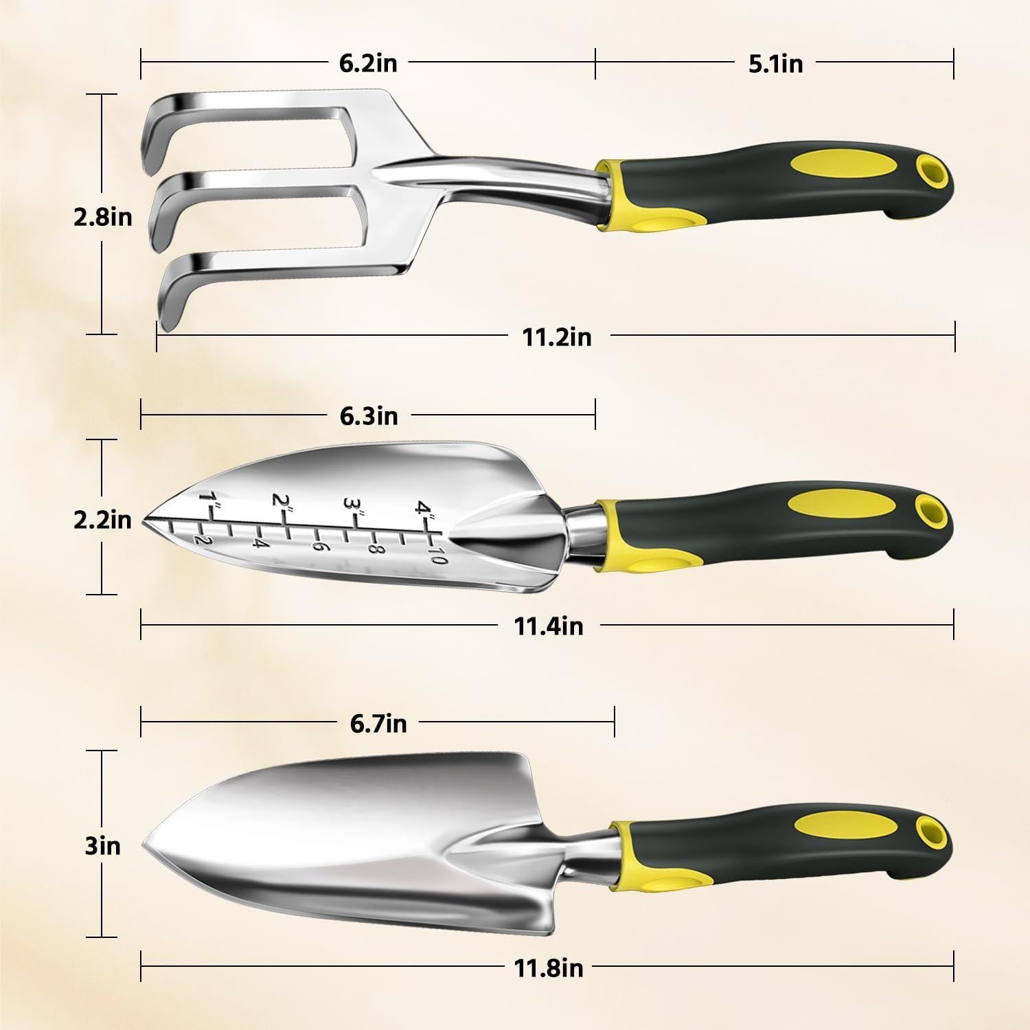 Juego de Herramientas de Jardín LASZOLA 3 Piezas Ergonómico