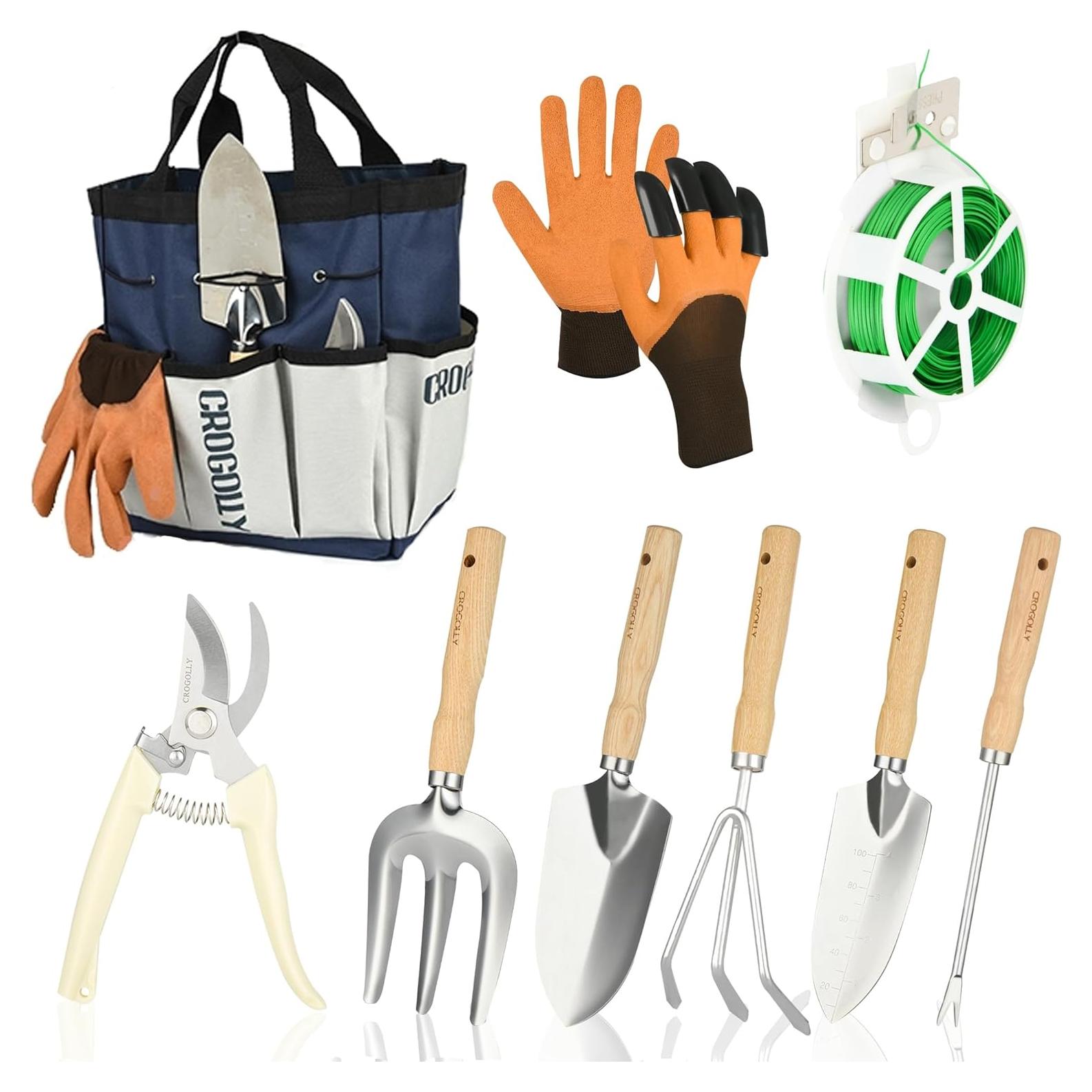 Juego de Herramientas de Jardín CROGOLLY 9 Piezas Ergonómico