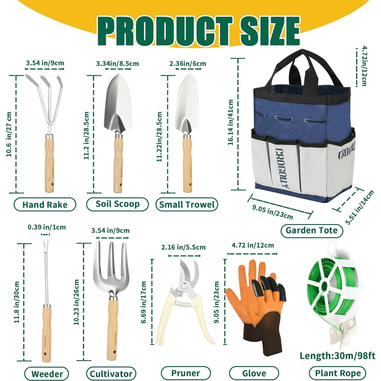 Juego de Herramientas de Jardín CROGOLLY 9 Piezas Ergonómico