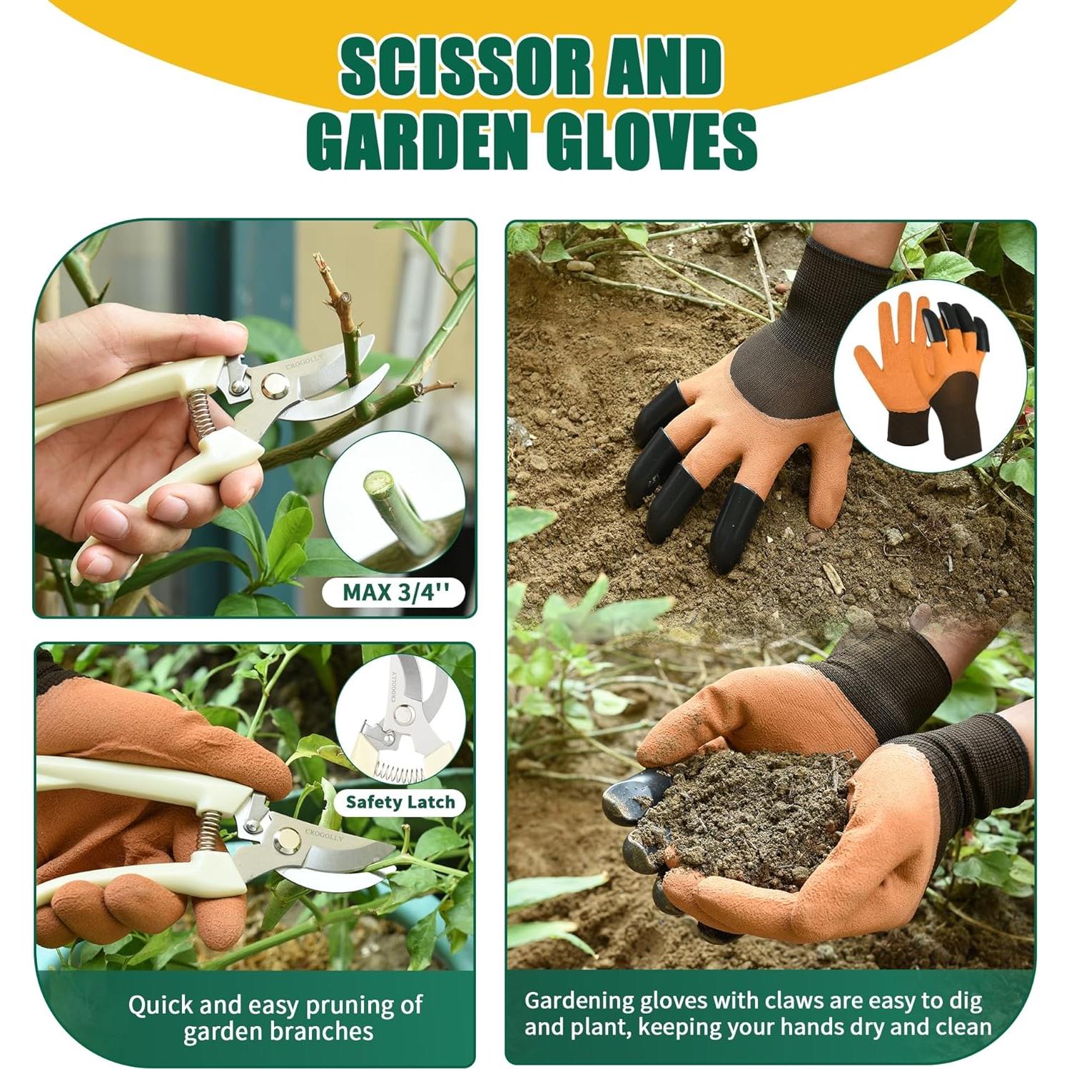 Juego de Herramientas de Jardín CROGOLLY 9 Piezas Ergonómico