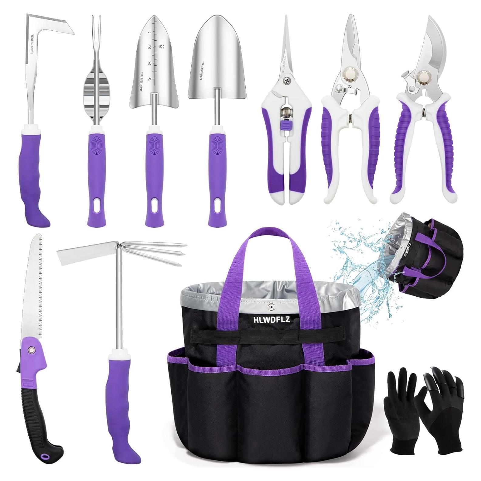Juego de Herramientas de Jardinería Morado HLWDFLZ - 11 Piezas
