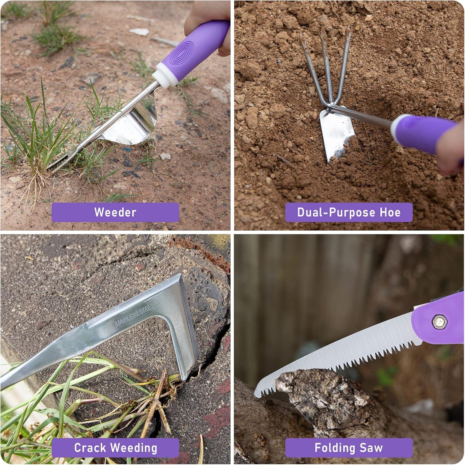 Juego de Herramientas de Jardinería Morado HLWDFLZ - 11 Piezas