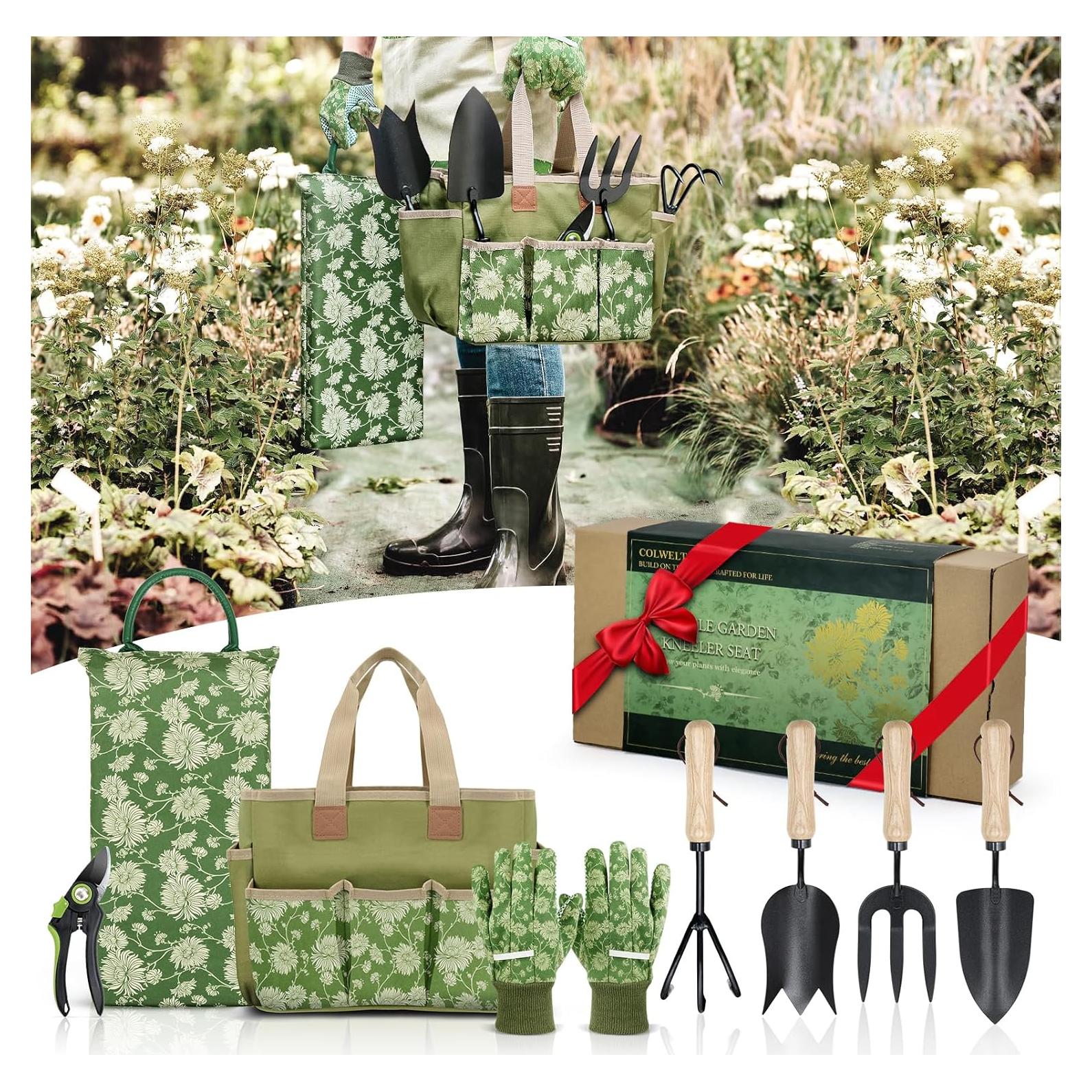 Juego de Herramientas de Jardinería Colwelt 8 Piezas con Bolsa