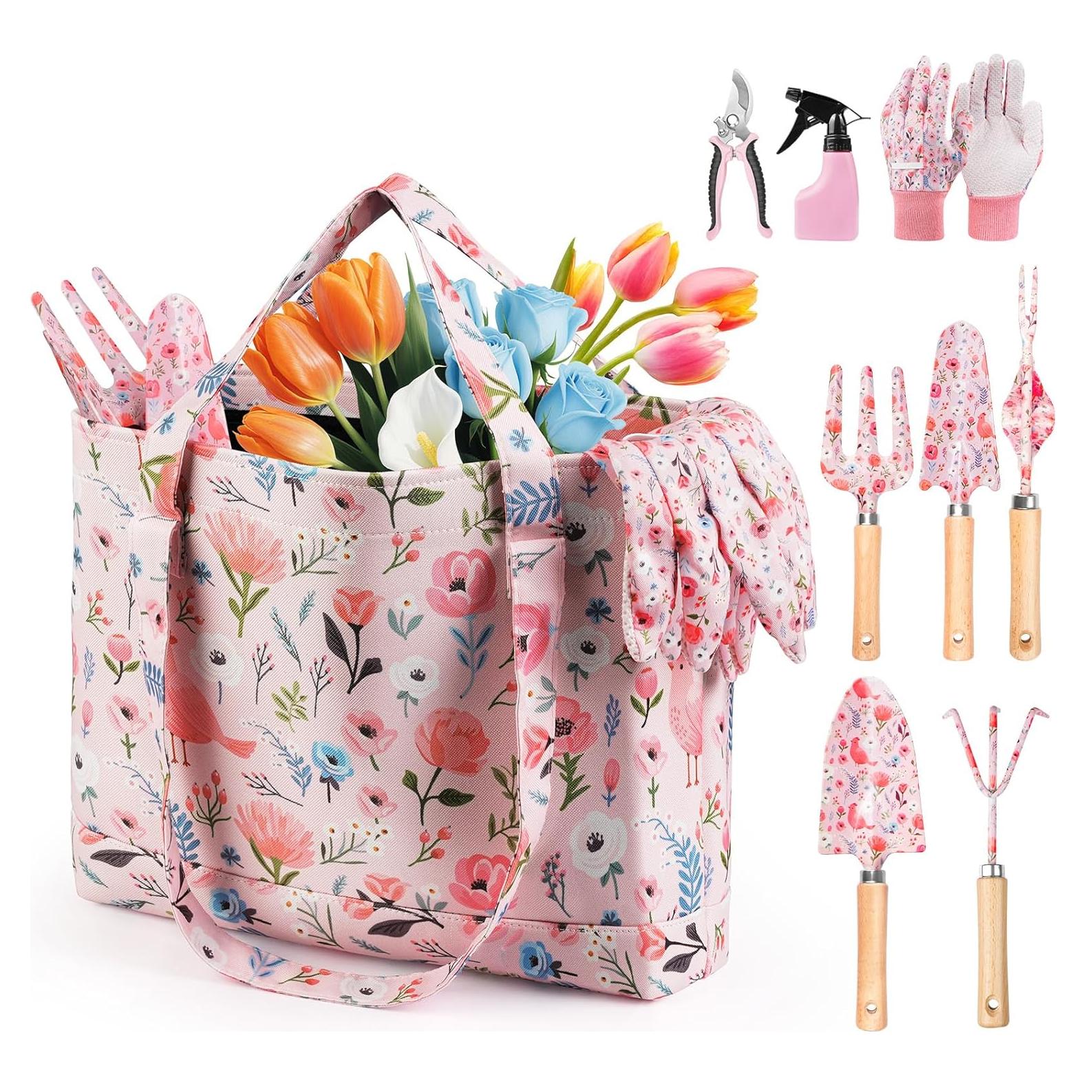 Set de Jardinería Grenebo 10 Piezas Rosa Ergonómico