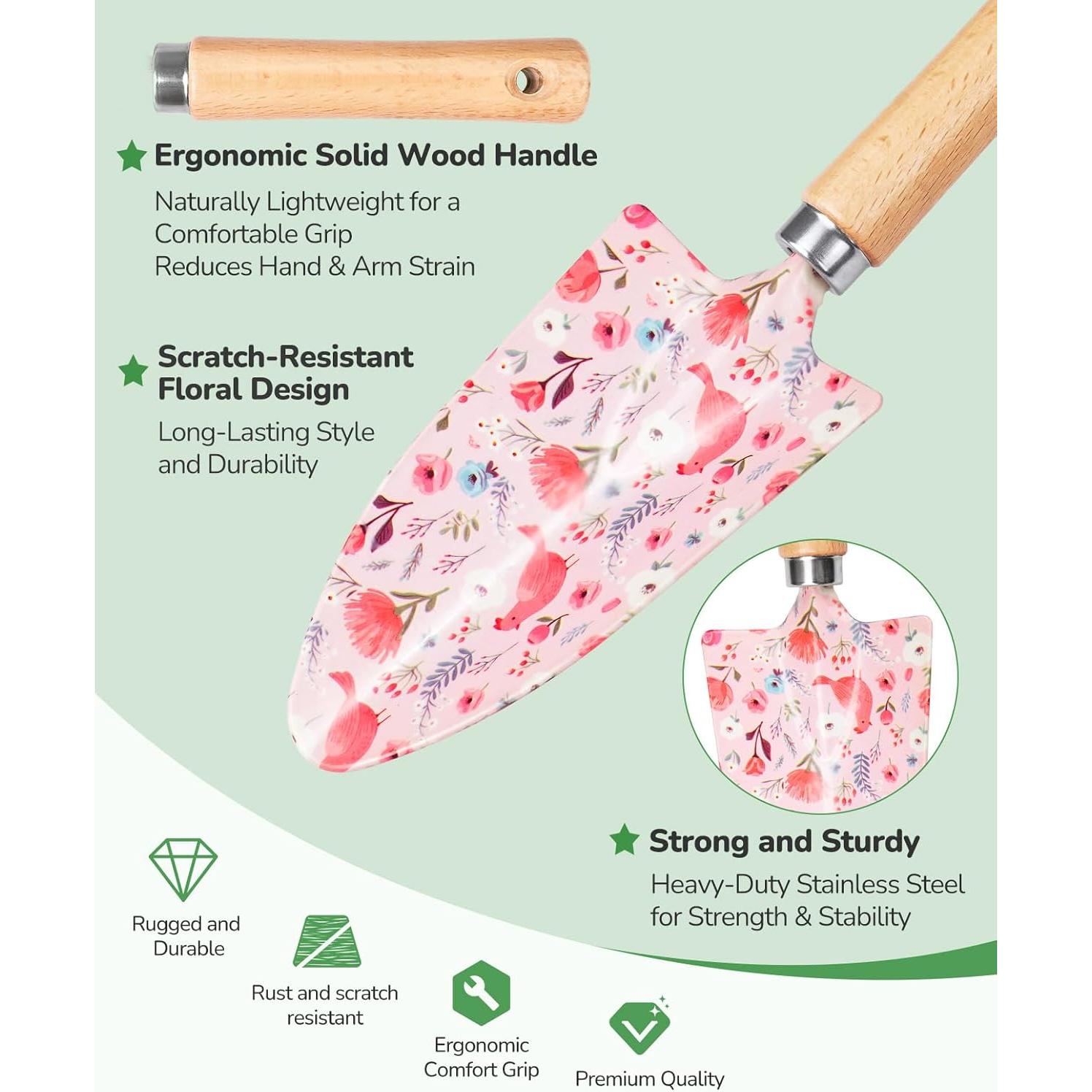 Set de Jardinería Grenebo 10 Piezas Rosa Ergonómico