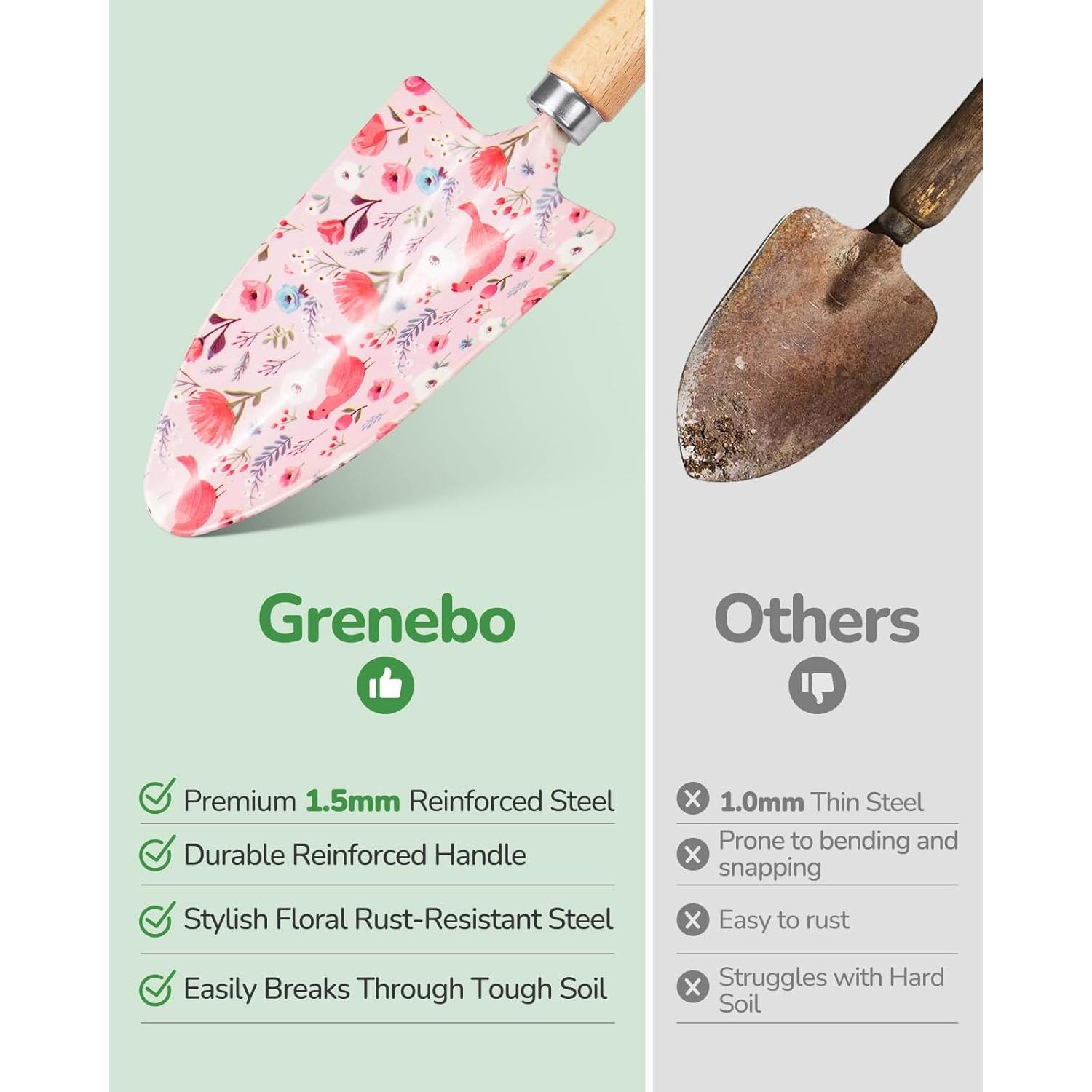 Set de Jardinería Grenebo 10 Piezas Rosa Ergonómico