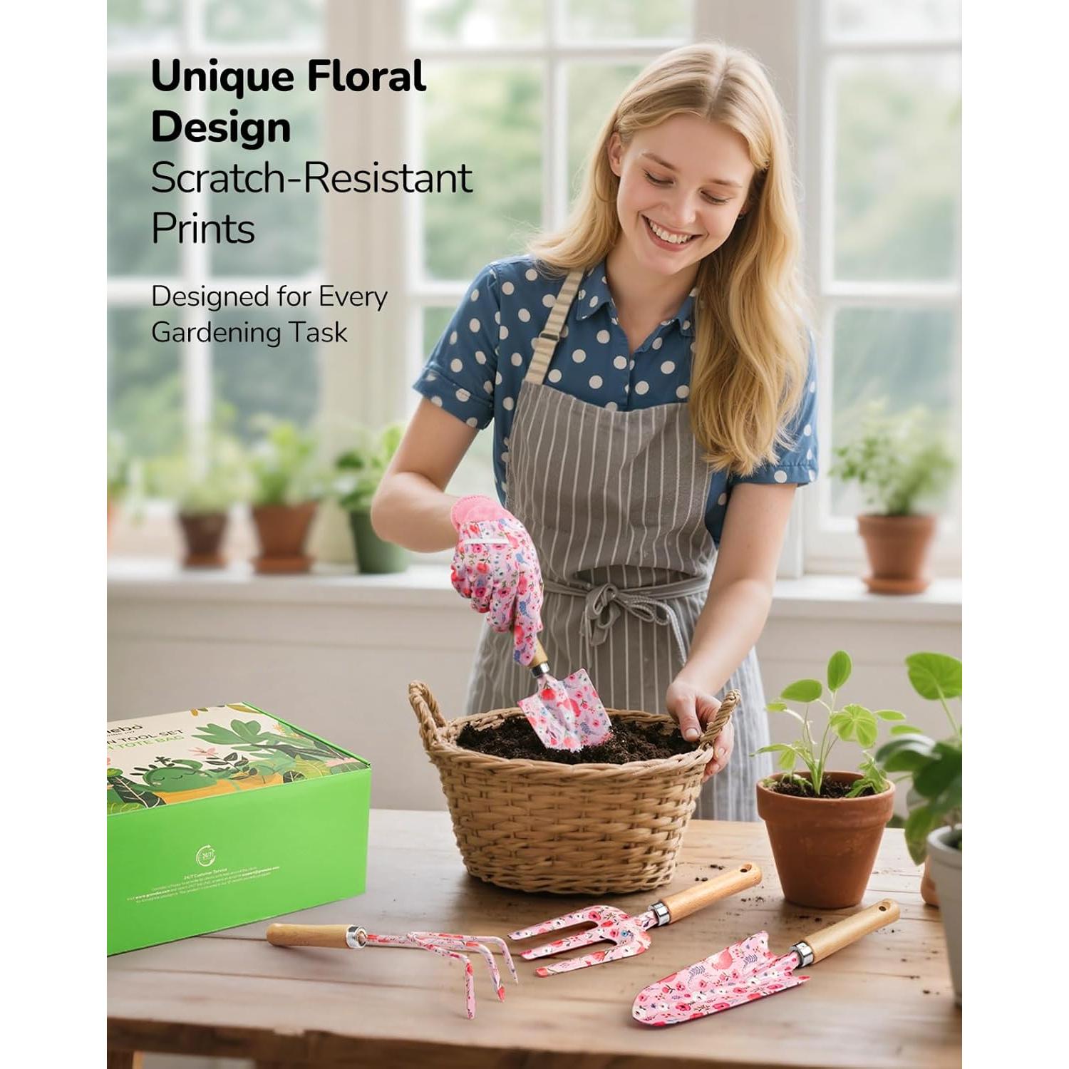 Set de Jardinería Grenebo 10 Piezas Rosa Ergonómico