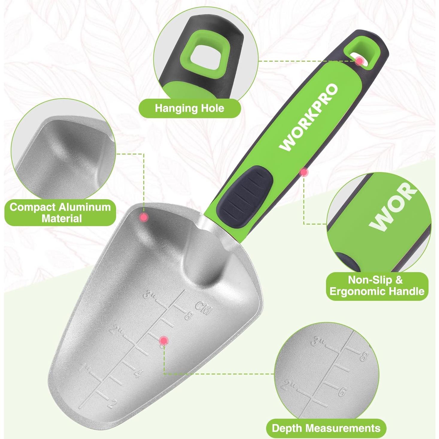 Juego de Herramientas de Jardín WORKPRO 5 Piezas Aluminio Verde