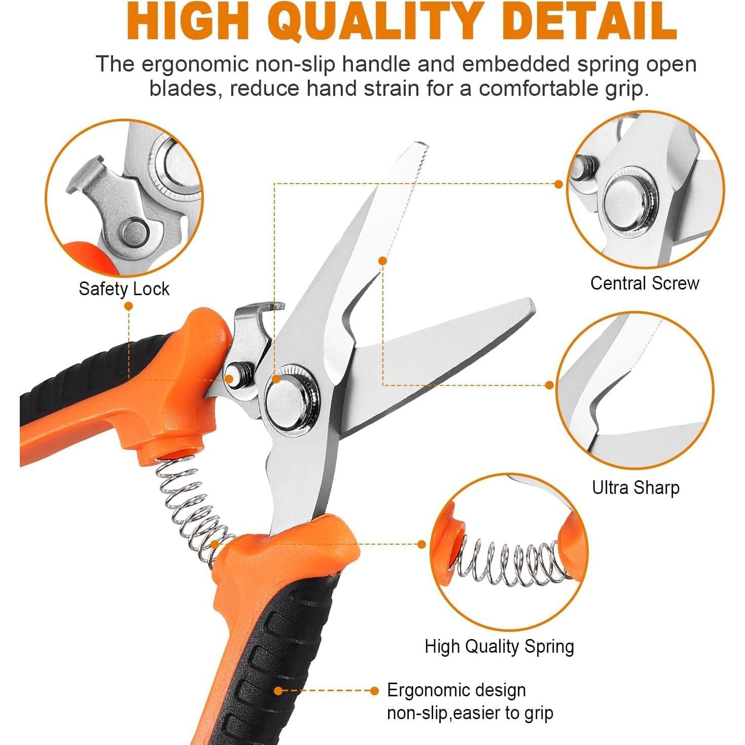 Juego de 3 Tijeras de Jardinería Wevove - Acero Inoxidable