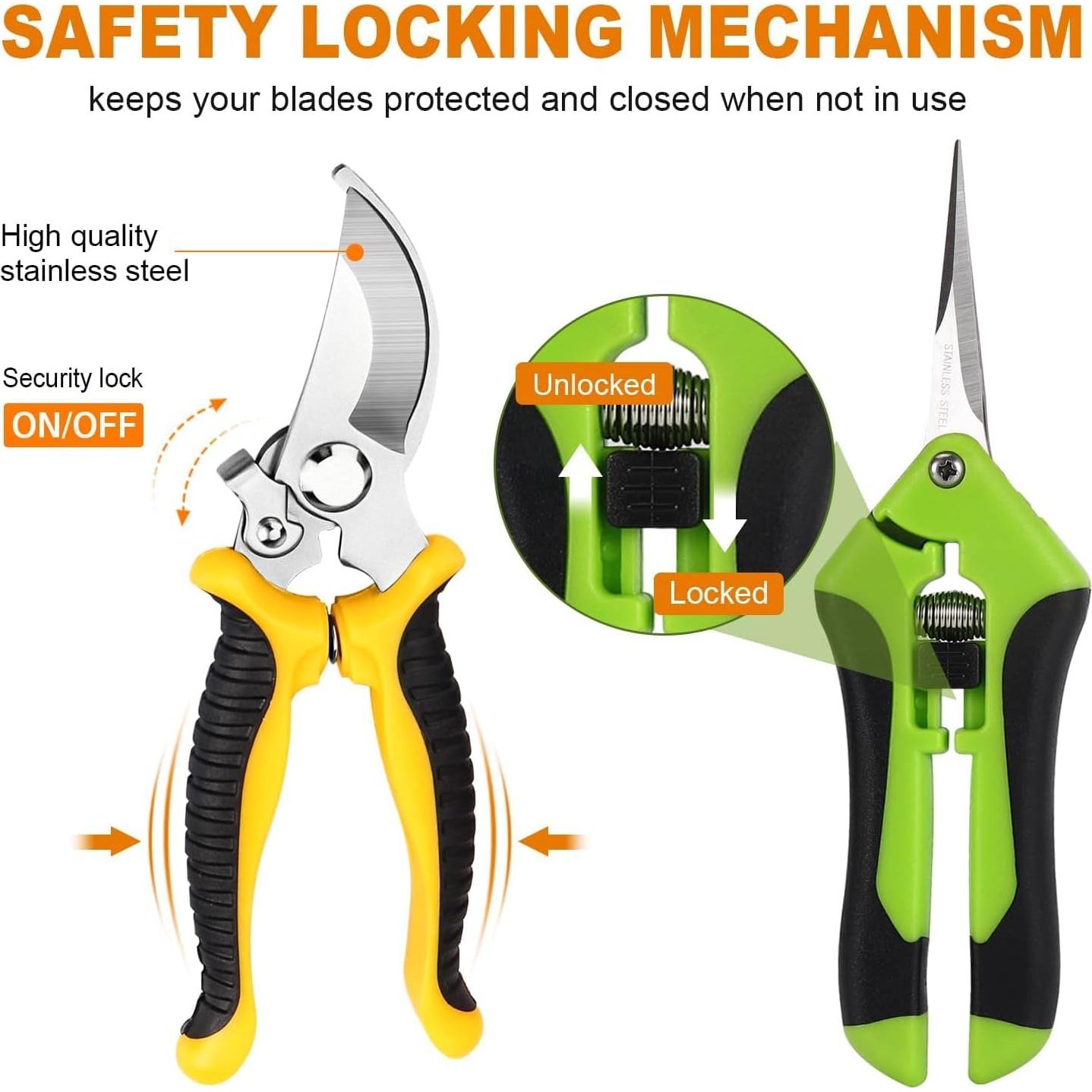 Juego de 3 Tijeras de Jardinería Wevove - Acero Inoxidable